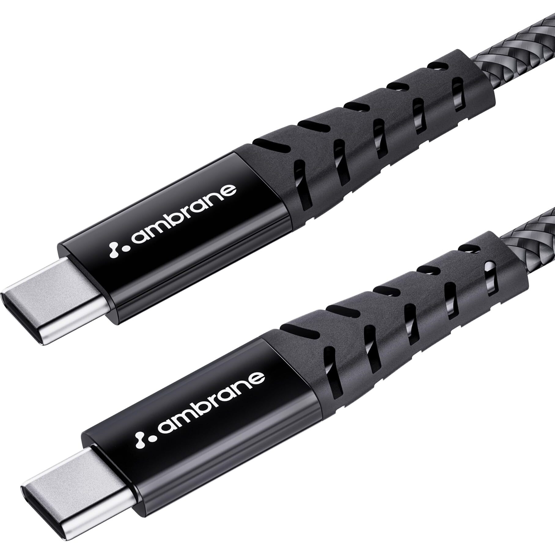 Ambrane Unbreakable 60W Fast Charging 1.5M Braided Type C to Type C Cable for Smartphones, Tablets, Laptops & Other Type C Devices, PD Technology, 480Mbps Data Sync (RCTT15, Black)