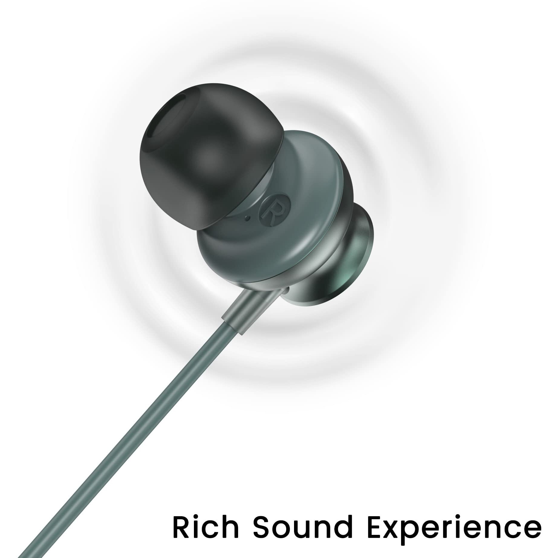 Ambrane Stringz 38 Wired Earphones with Mic, Powerful HD Sound with High Bass, Tangle Free Cable, Comfort in-Ear Fit, 3.5mm Jack (Green), Normal