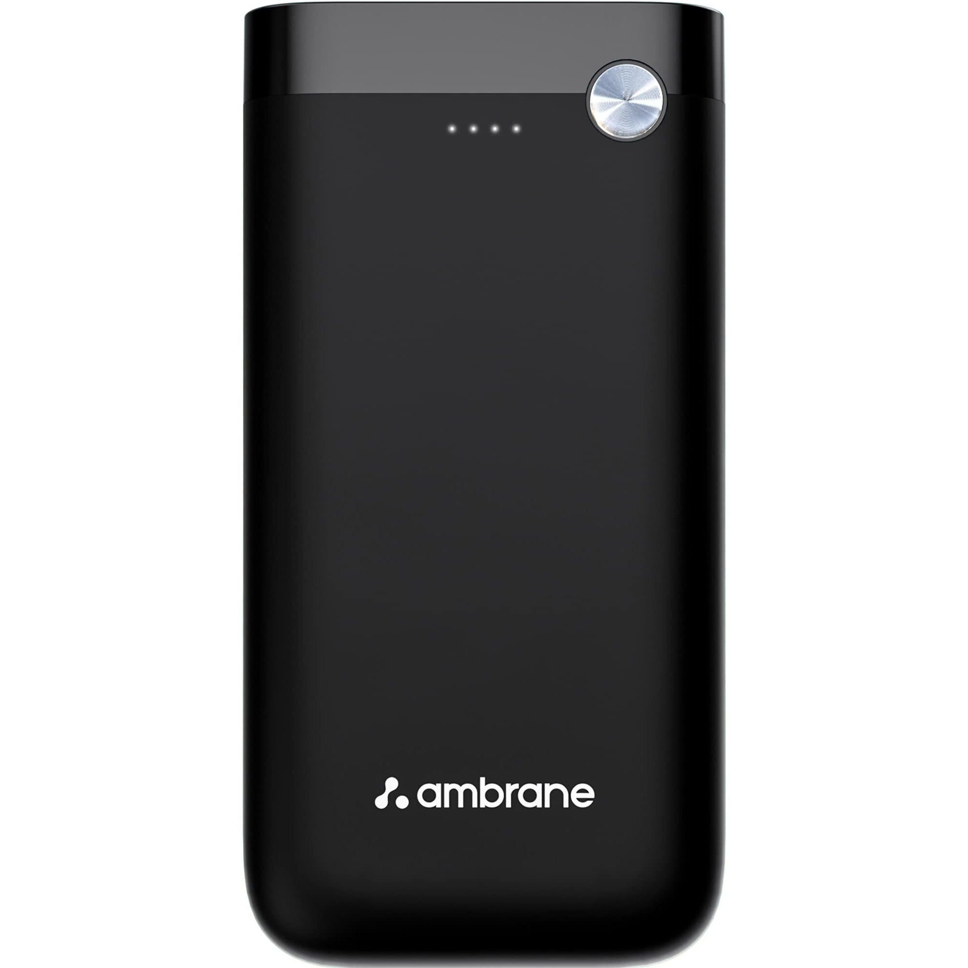 Ambrane 20000mAh Powerbank, 20W Fast Charging, Triple Output (2 USB & 1 Type C), Power Delivery, Quick Charge for iPhone, Android & Other Devices, Made in India + Type C Cable (PP-20 Pro, Black)