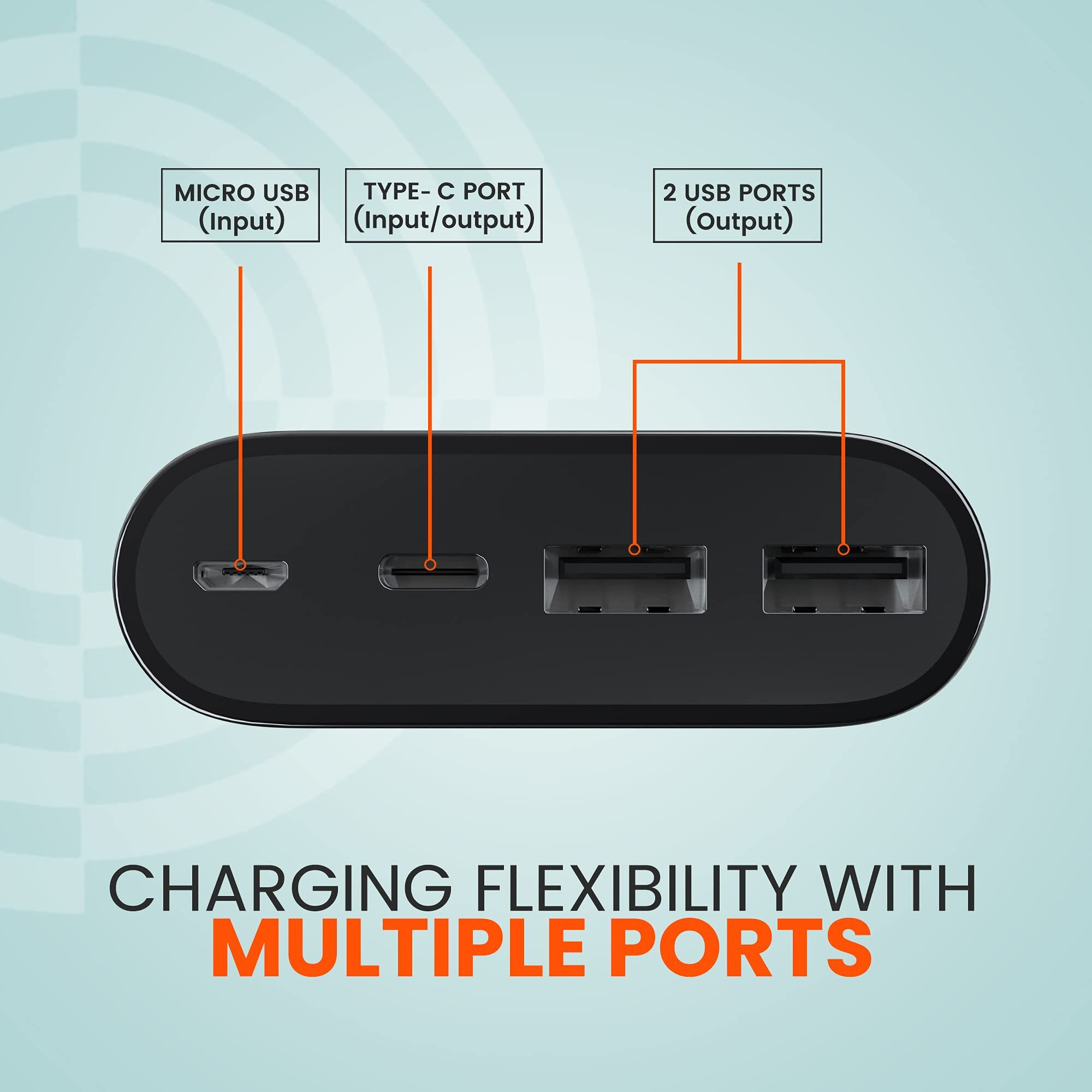 Ambrane 20000mAh Powerbank, 20W Fast Charging, Triple Output (2 USB & 1 Type C), Power Delivery, Quick Charge for iPhone, Android & Other Devices, Made in India + Type C Cable (PP-20 Pro, Black)