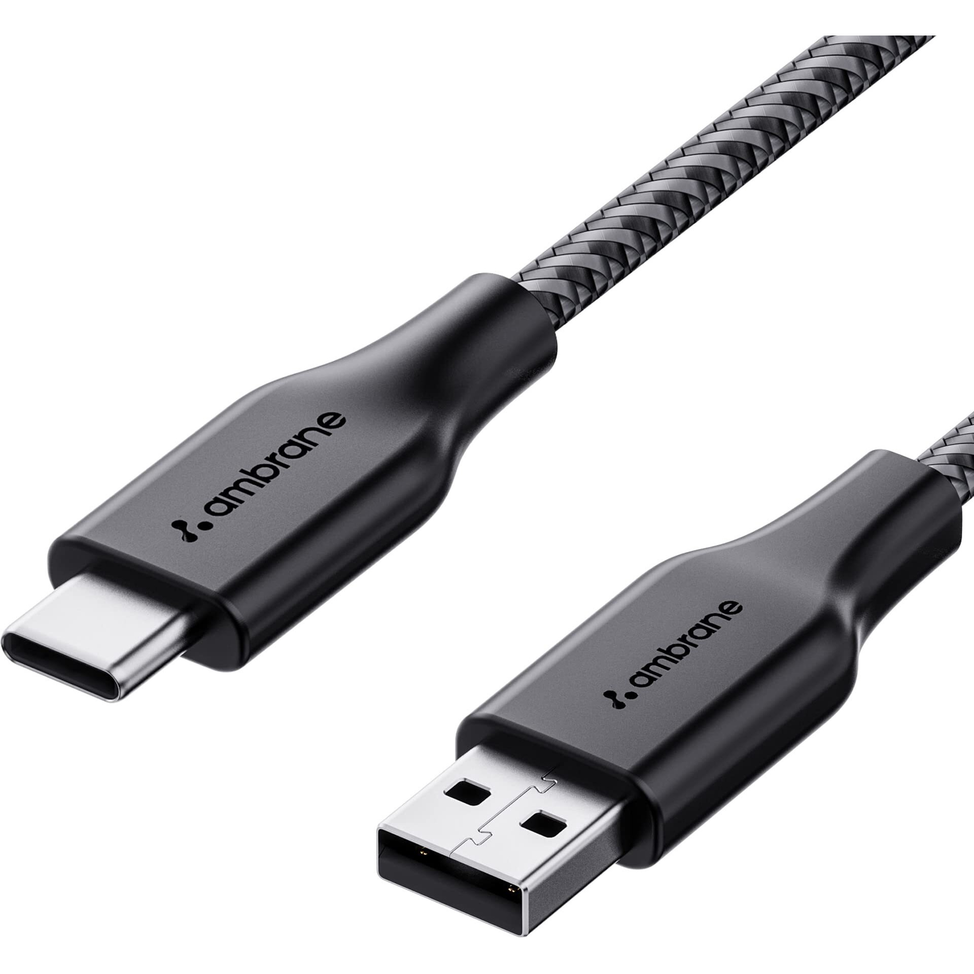 Ambrane Unbreakable 3A Fast Charging 1.5m Braided Type C Cable for Smartphones, Tablets & other Type C devices, 480Mbps Data Sync, Quick Charge 3.0 (RCT15A, Black)