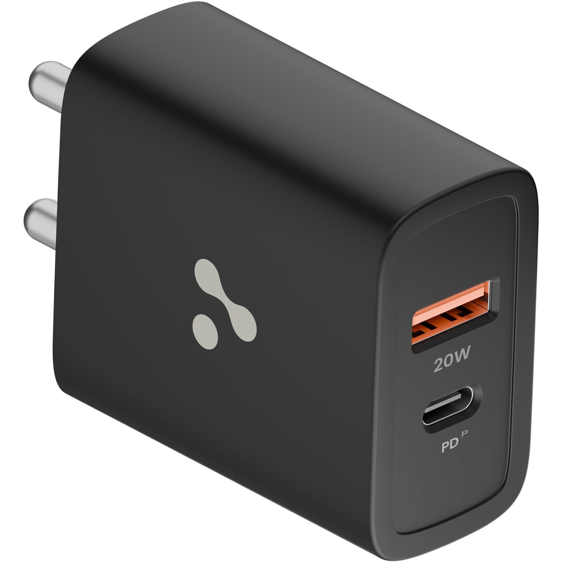 Ambrane 20W USB Dual Port BoostedSpeed Charger with Power Delivery & Quick Charge, Made in India, Multi-Layer Protection, iPhone & Android Compatibility (Raap H11, Black)