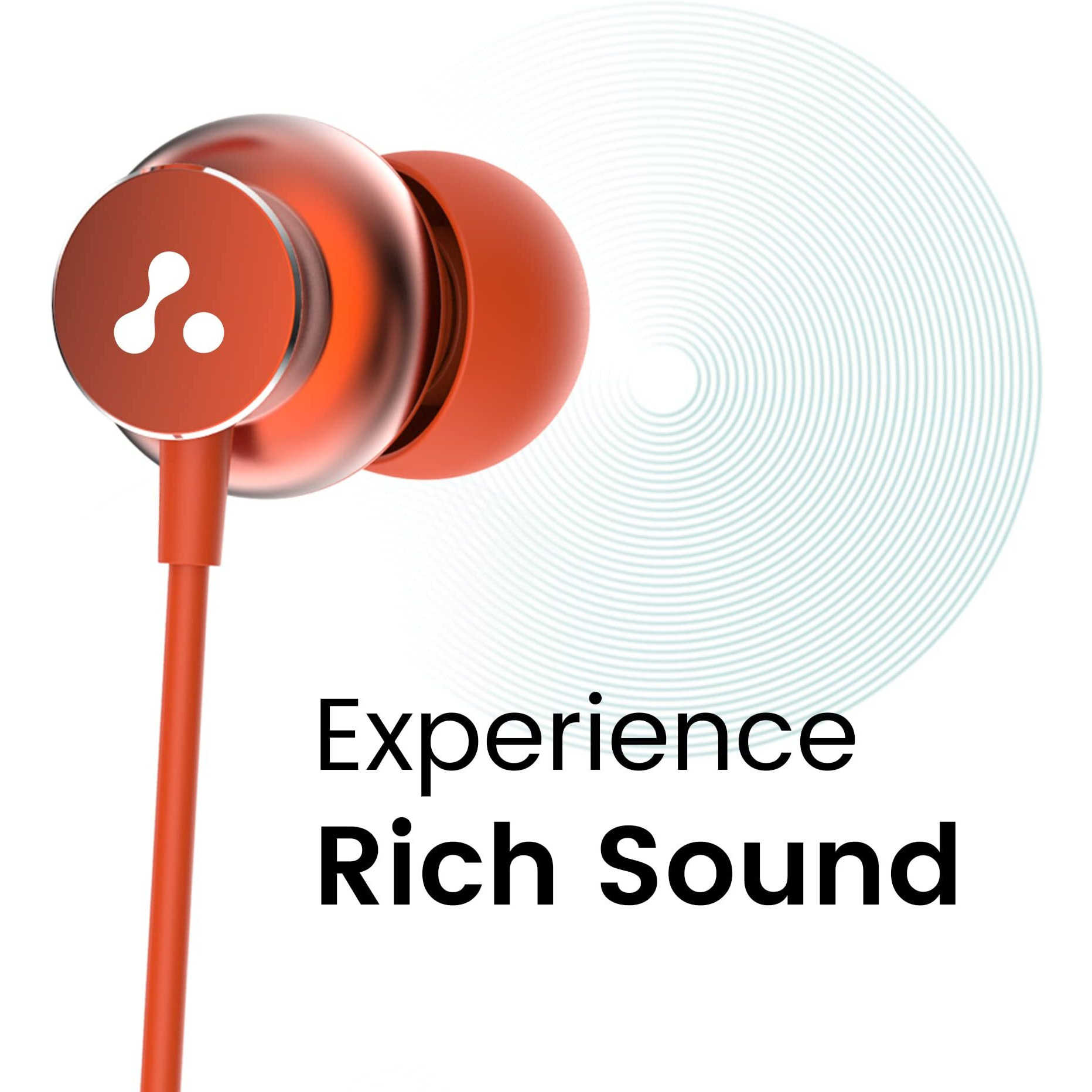 Ambrane Stringz 38 Wired Earphones with Mic, Powerful HD Sound with High Bass, Tangle Free Cable, Comfort in-Ear Fit, 3.5mm Jack (Amber Orange)