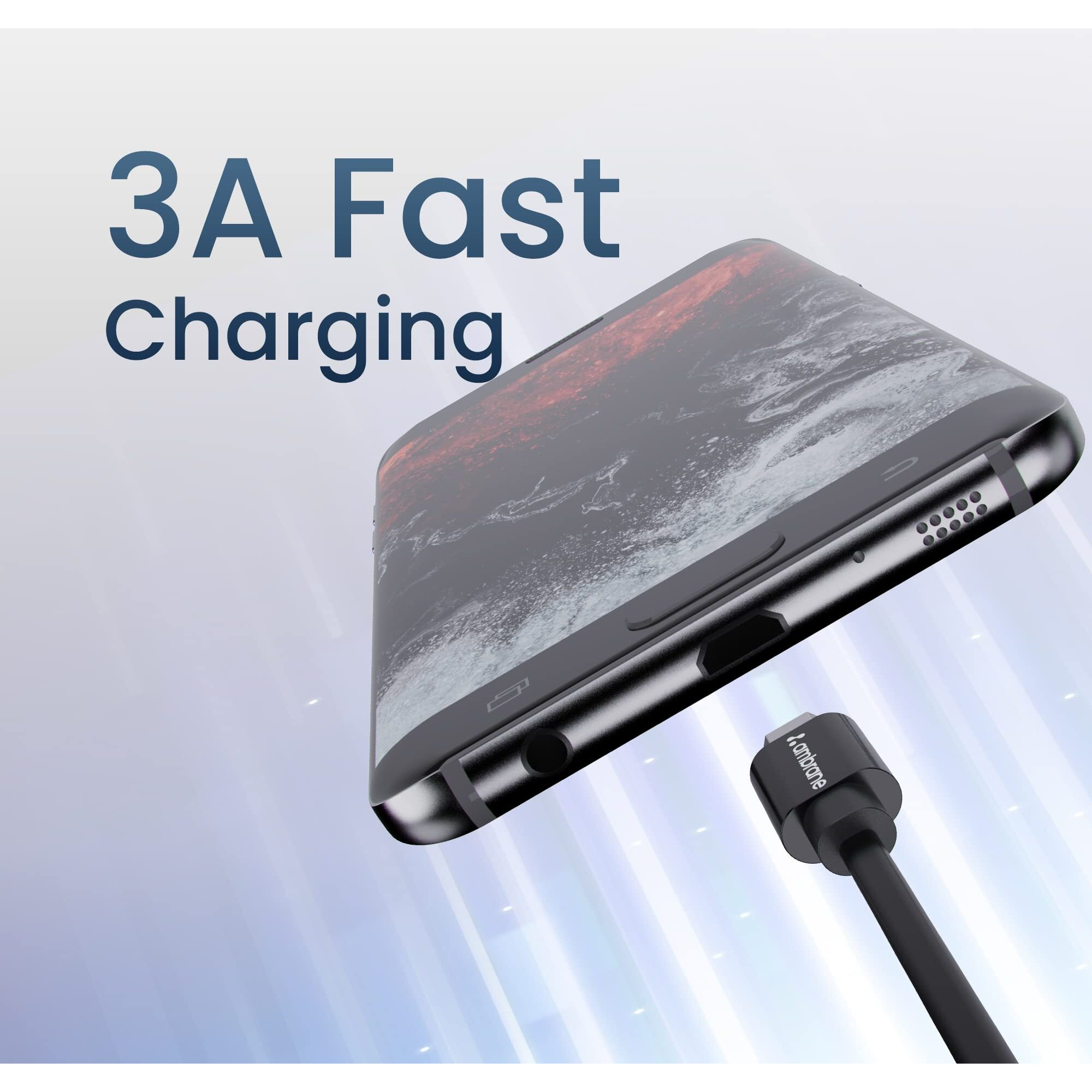 Ambrane 2.4A Fast Charging Output Cable with Micro to USB for Mobile, Neckband, True Wireless Earphone Charging, 480mbps Data Sync Speed, 1m Length (ACM - AZ1, Black)
