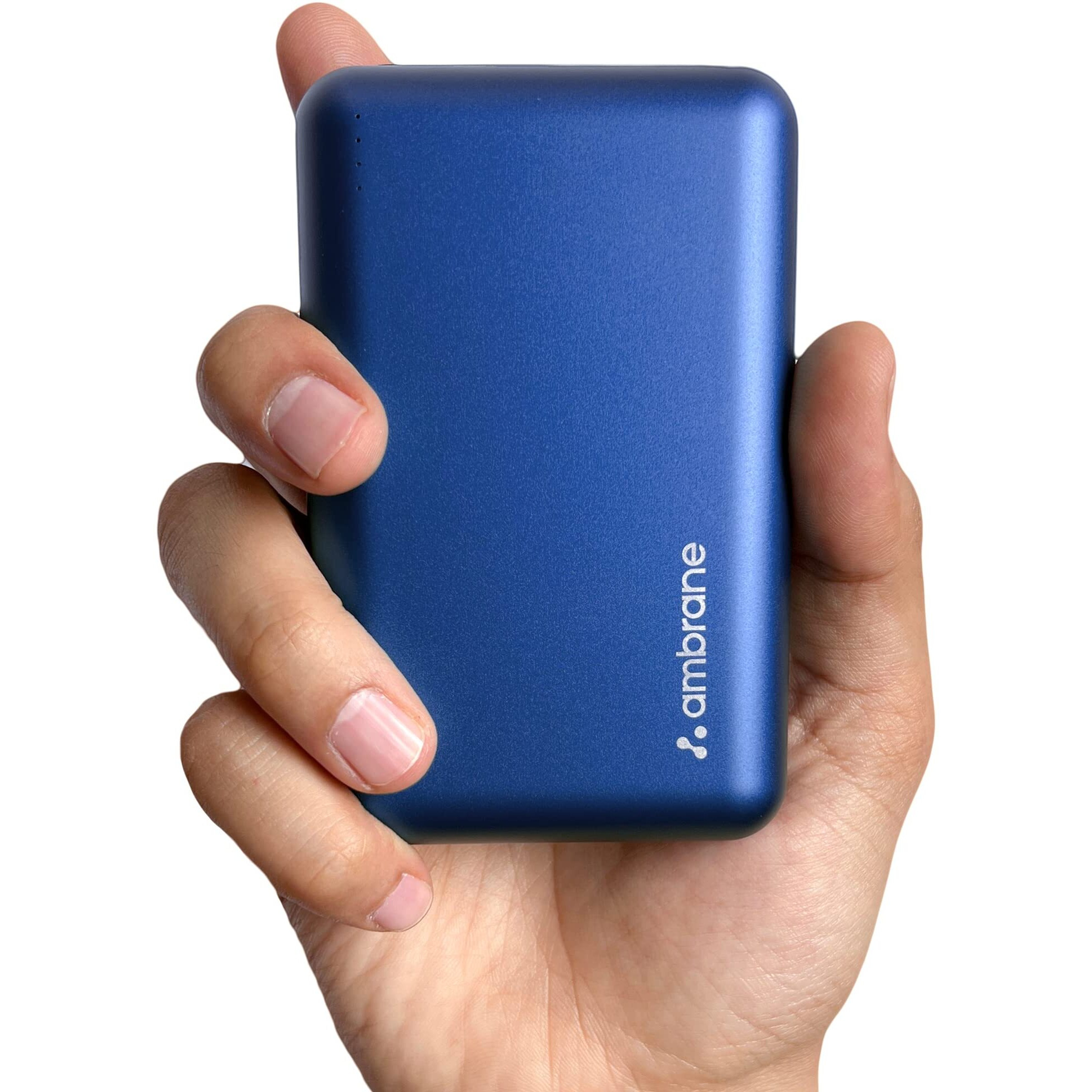 Ambrane 20000mAh Premium Metallic Nano Powebank, 22.5W Super Fast Charging, Compact Pocket Size, Dual Type C & USB, Power Delivery PD & Quick Charge for iPhone, Smartphones (Powerlit XL, Blue)