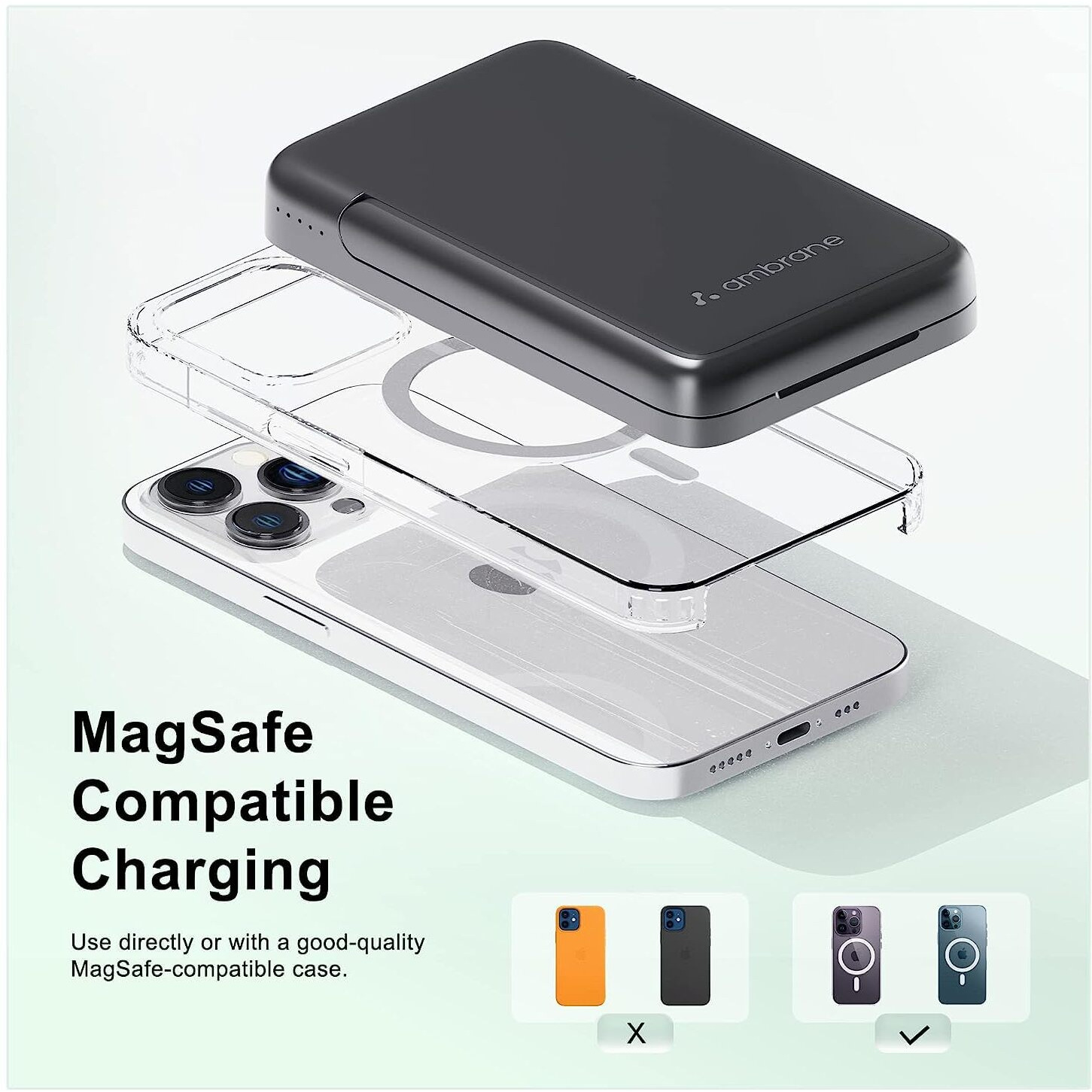 Ambrane 10000mAh Magnetic Wireless Power Bank with Stand, 15W Wireless Fast Charging, Compact 22.5W PD Wired Charger, Compatible with iPhone 12/13/14/15 & Other Wireless Devices (Aerosync PB10,Black)