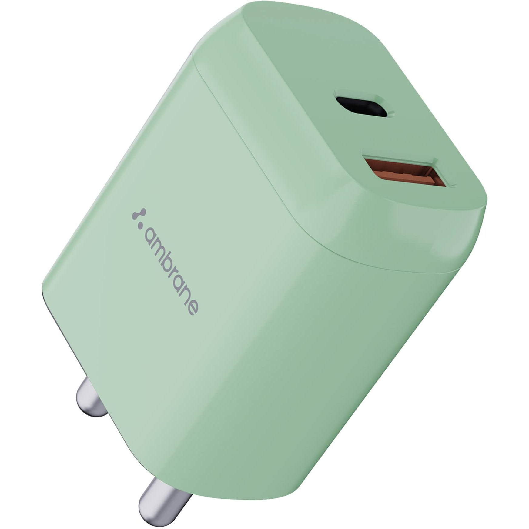Ambrane 20W Dual Output Fast Charger/Adapter with QC & PD Technology for iPhone, Android & Other Devices, Made in India, Multi-Layers Protection, Compact Size (RAAP H11, Green)