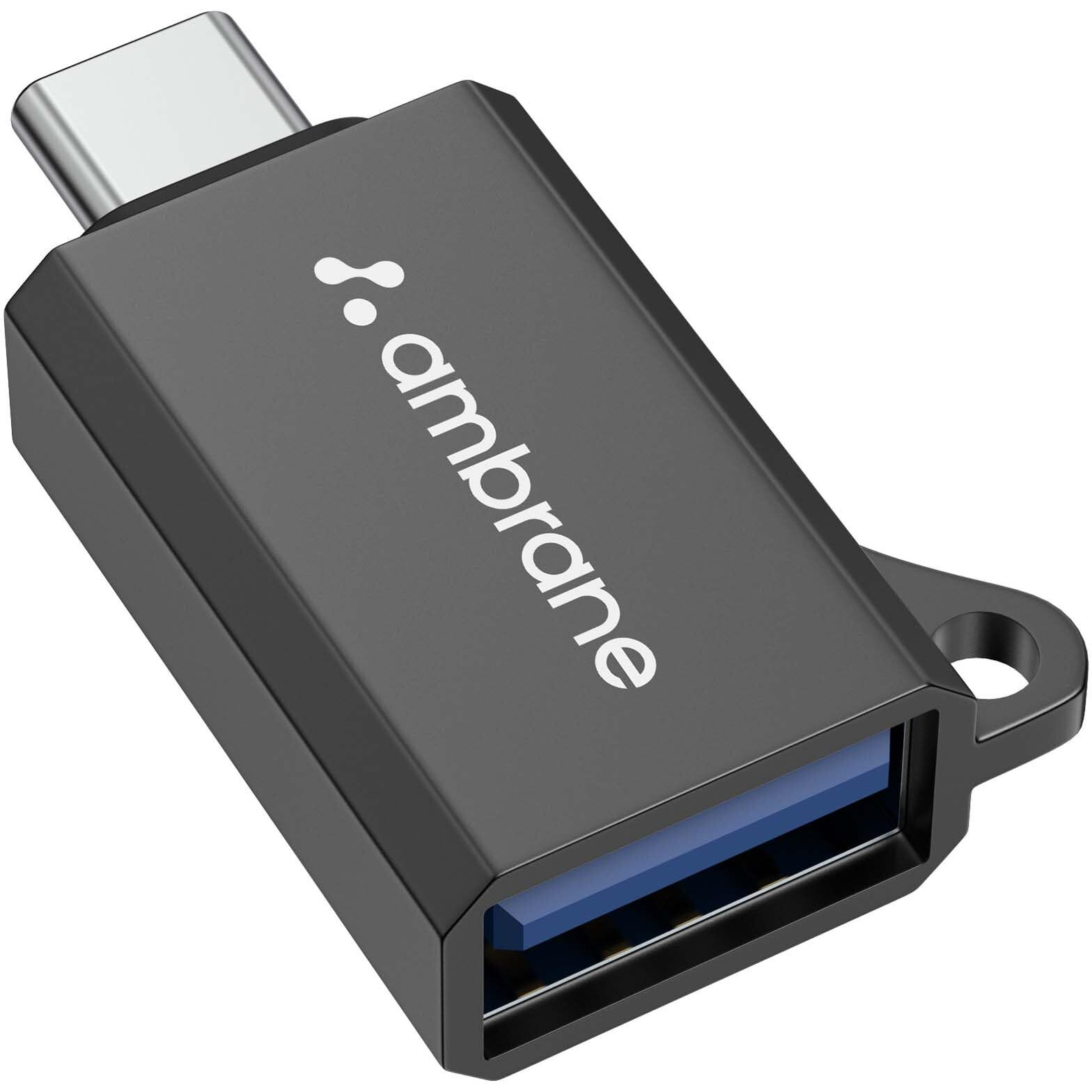 Ambrane USB Type C Male to USB Female OTG Adapter, Compatible with MacBook Pro/Air, Galaxy S20 S20+ Ultra Note 10 S9 S8 and All Type-C Devices,Portable and High-Speed Data Transfer