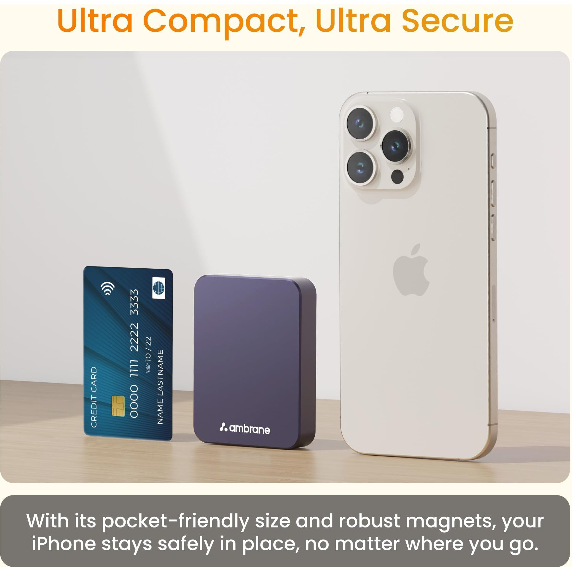 Ambrane 5000mAh Mini MagSafe Wireless Power Bank | 15W Fast Charging | Strong Magnetic Hold | Ultra-Slim | 20W Wired Charging | Compatible with iPhone 15, 14, 13, 12 Series (Aerosync PB5, Purple)