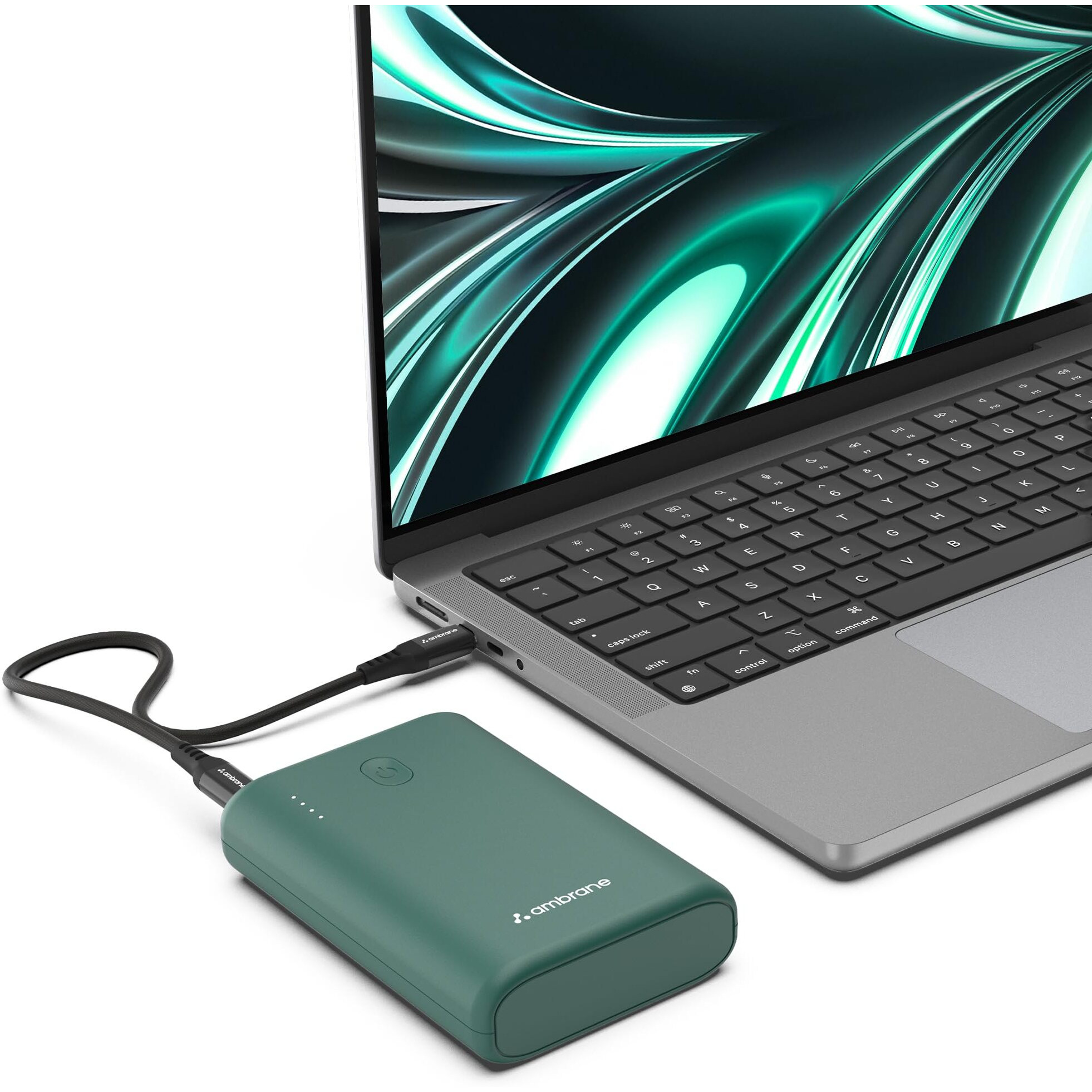 Ambrane 45W Fast Charging Powerbank Emergency use for MacBook & Type C Laptops, 15000mAh, 1 USB & 2 Type C, Power Delivery, Quick Charge for iPhone, Android & Other Devices, (Powerlit 45, Green)