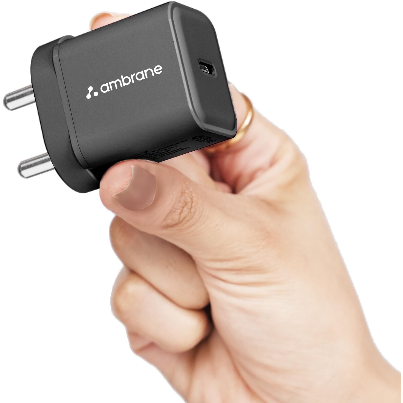 Ambrane 20W Type C Mobile Charger Adapter, Fast Charging for Android, iPhone 15/14/13/12/11/X & Pro, Max Series, Google Pixel & Other Type C Enabled Devices, PD Technology (Charge 20, Black)