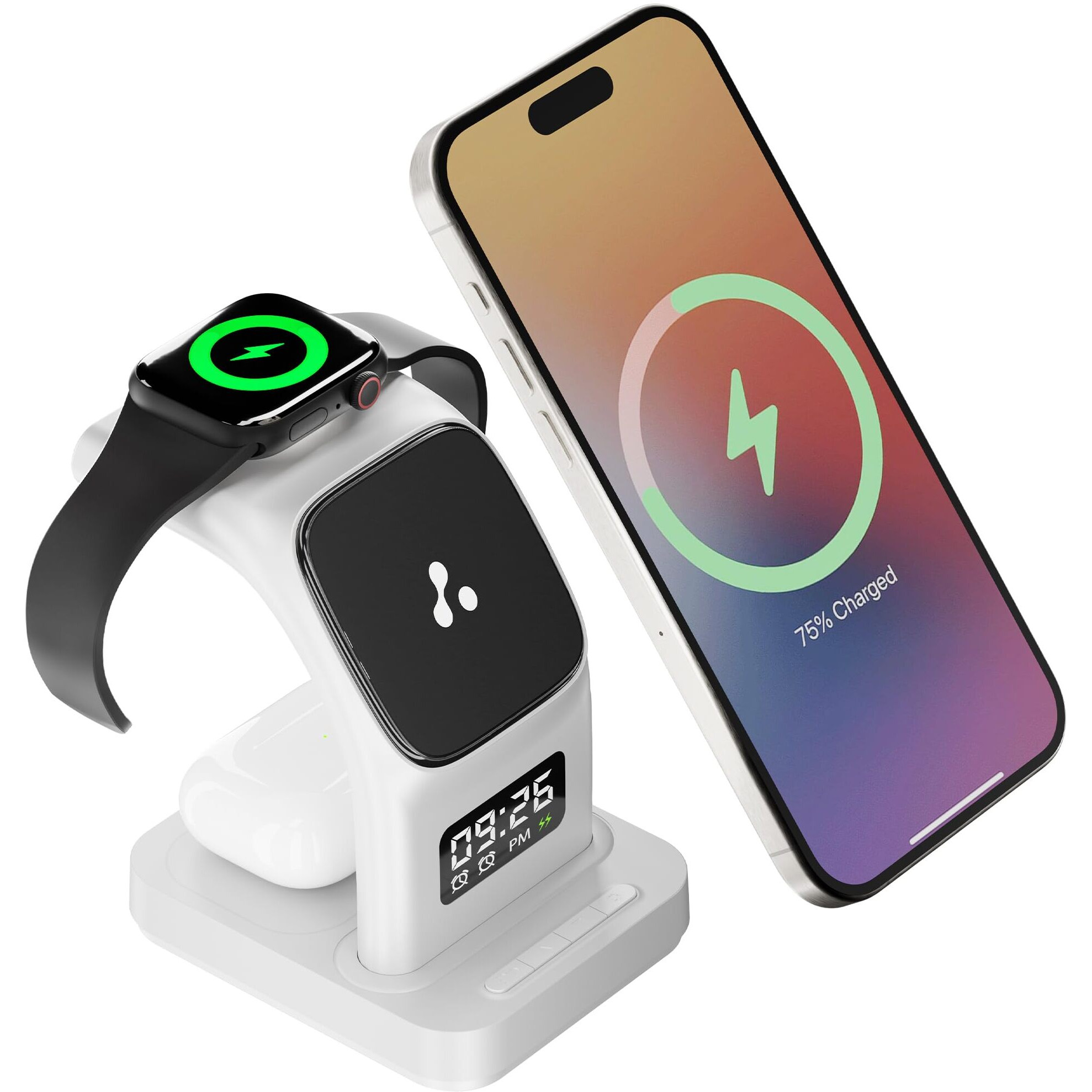Ambrane 22.5W Magnetic MagSafe 3in1 Wireless Charger for iPhone 15/15 Plus/15 Pro/15 Pro Max, iPhone 14/14 Plus/14 Pro/Max, iPhone 13, 13 Pro/Max, Airpods 3rd/2nd gen (Aerosync Trio, White)