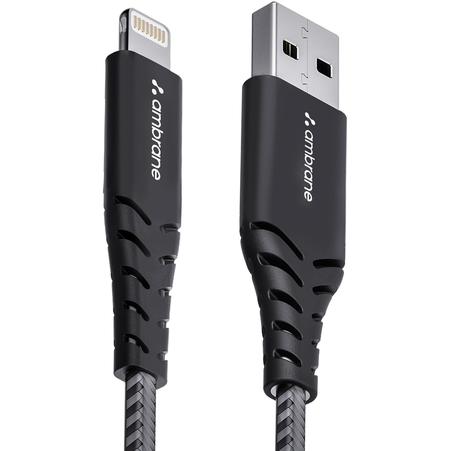 Ambrane USB to Lightning 3A Fast Charging Braided Cable Compatible for iPhone 14,13, 12,11, X, 8, 7, 6, 5, iPad, Macbook, iMac, AirPods, 480Mbps Data Sync, 1.5Meter Long (RCL -15, Black)
