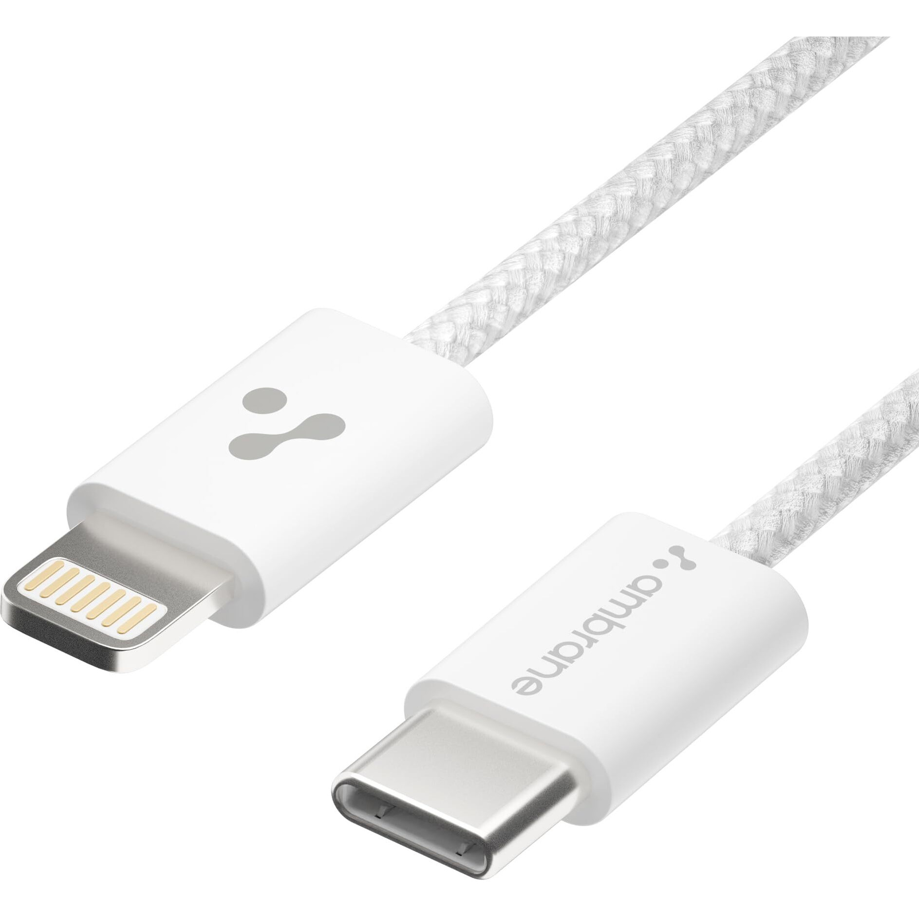 Ambrane Type-C to Lightning Cable, 22.5W Fast Charging Cable Compatible with iPhone 14, 13, 12,11, X, 8, 7, 6, 5, Pro,Max, iPad, Macbook, iMac, AirPods, Supports CarPlay, 1.2m (ABTL-Q12, White)