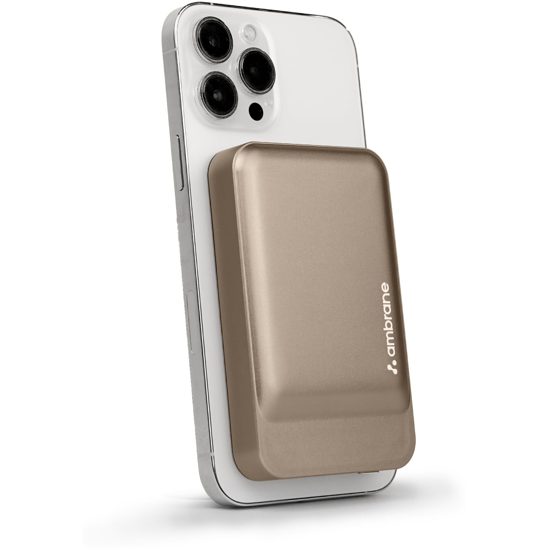 Ambrane MagSafe Wireless 10000mAh Fast Charging Power Bank, Premium Metallic Body, Strong Magnet, 20W Output for iPhone 12 & Above, Android & Other Qi Enabled Devices (Aerosync PB Prime, Titanium)