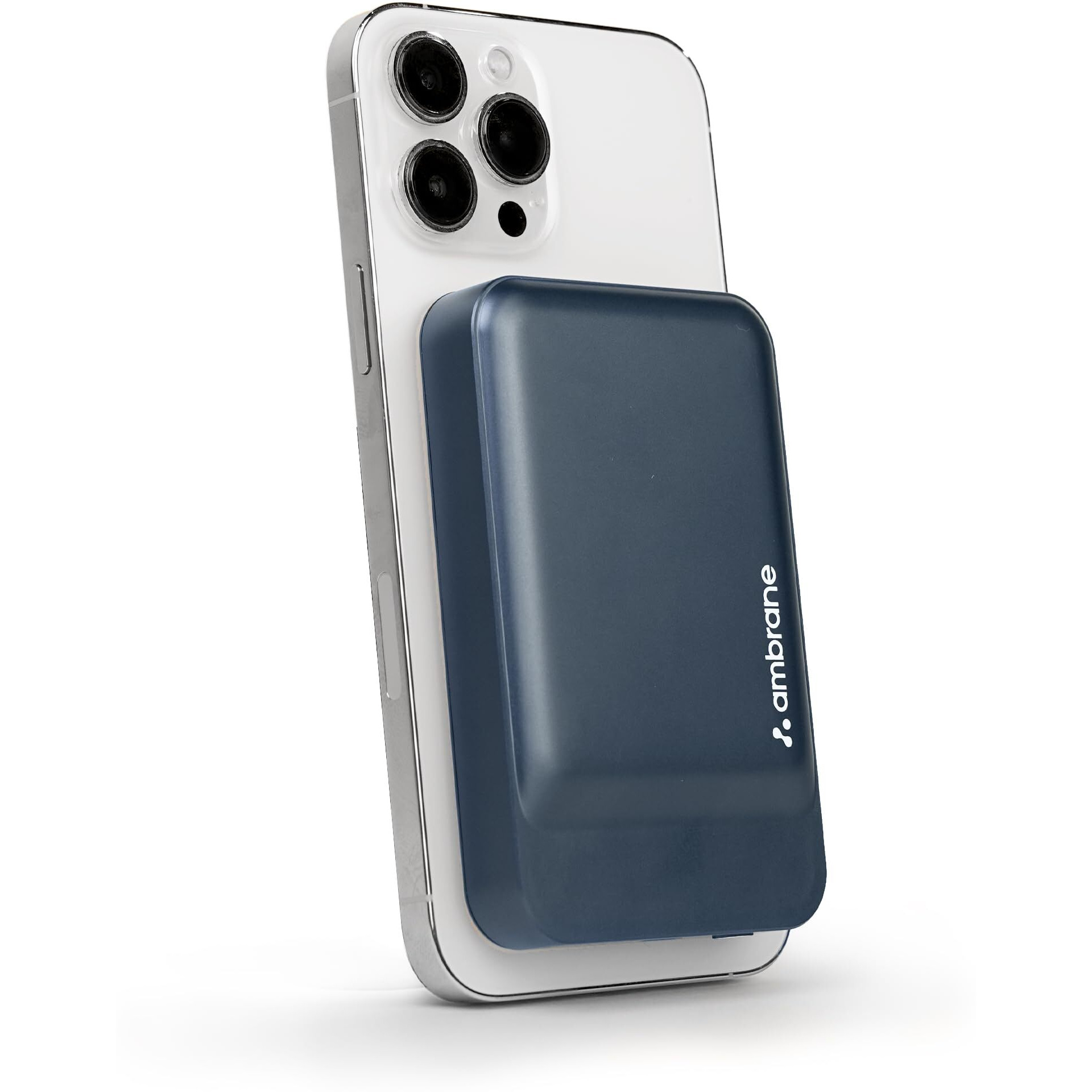 Ambrane MagSafe Wireless 10000mAh Fast Charging Power Bank, Premium Metallic Body, Strong Magnet, 20W Output for iPhone 12 & Above, Android & Other Qi Enabled Devices (Aerosync PB Prime, Blue)