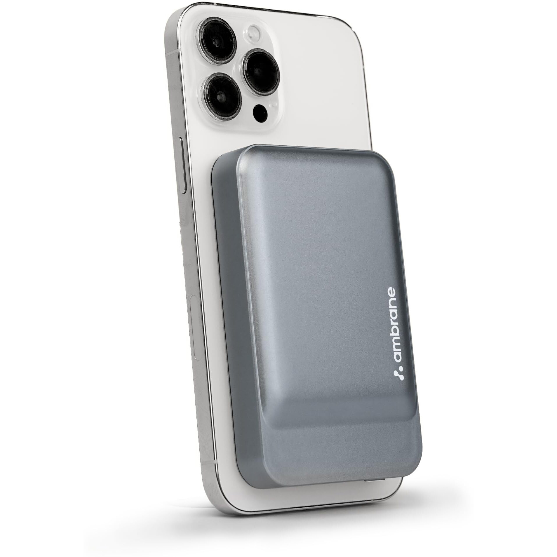 Ambrane MagSafe Wireless 10000mAh Fast Charging Power Bank, Premium Metallic Body, Trong Magnet, Input 20W 22W Output Wireless Output 15W for iPhone 12&Above, Android & Other Qi Enabled Devices,Grey