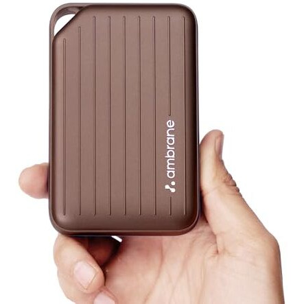 Ambrane 10000mAh Powerbank, Slim & Compact (Pocket & Travel-Friendly) 22.5W Fast Charging, USB & Type C Output, Power Delivery, Compatible with iPhone, Android & Other Devices, (Line-10, Brown)