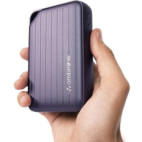Ambrane 20000mAh Compact Powerbank, 22.5W Fast Charging, USB & Type C Output, Power Delivery, (Mini & Pocket Friendly), Compatible with iPhone, Android, Other Devices, LED Indicator (Line 20, Purple)
