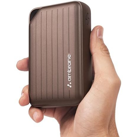 Ambrane 20000mAh Compact Powerbank, 22.5W Fast Charging, USB & Type C Output, Power Delivery, (Mini & Pocket Friendly), Compatible with iPhone, Android, Other Devices, LED Indicator (Line 20, Brown)