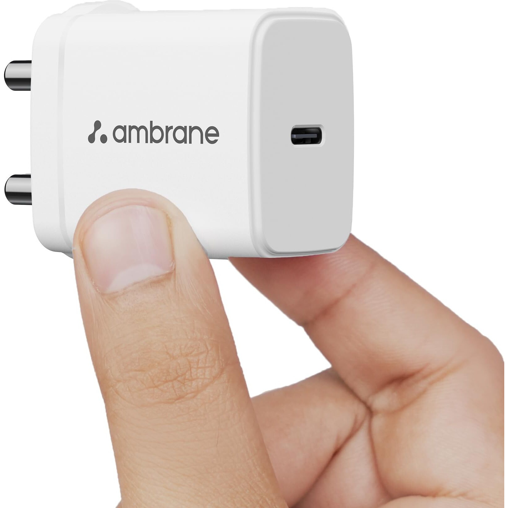 Ambrane 25W Type C Mobile Charger Adapter, Fast PPS Type C Charging for Samsung Smartphones, iPhone 15/14/13/12/11/X & Pro, Max Series & Other Type C Devices, PD Technology (Charge 25, White)