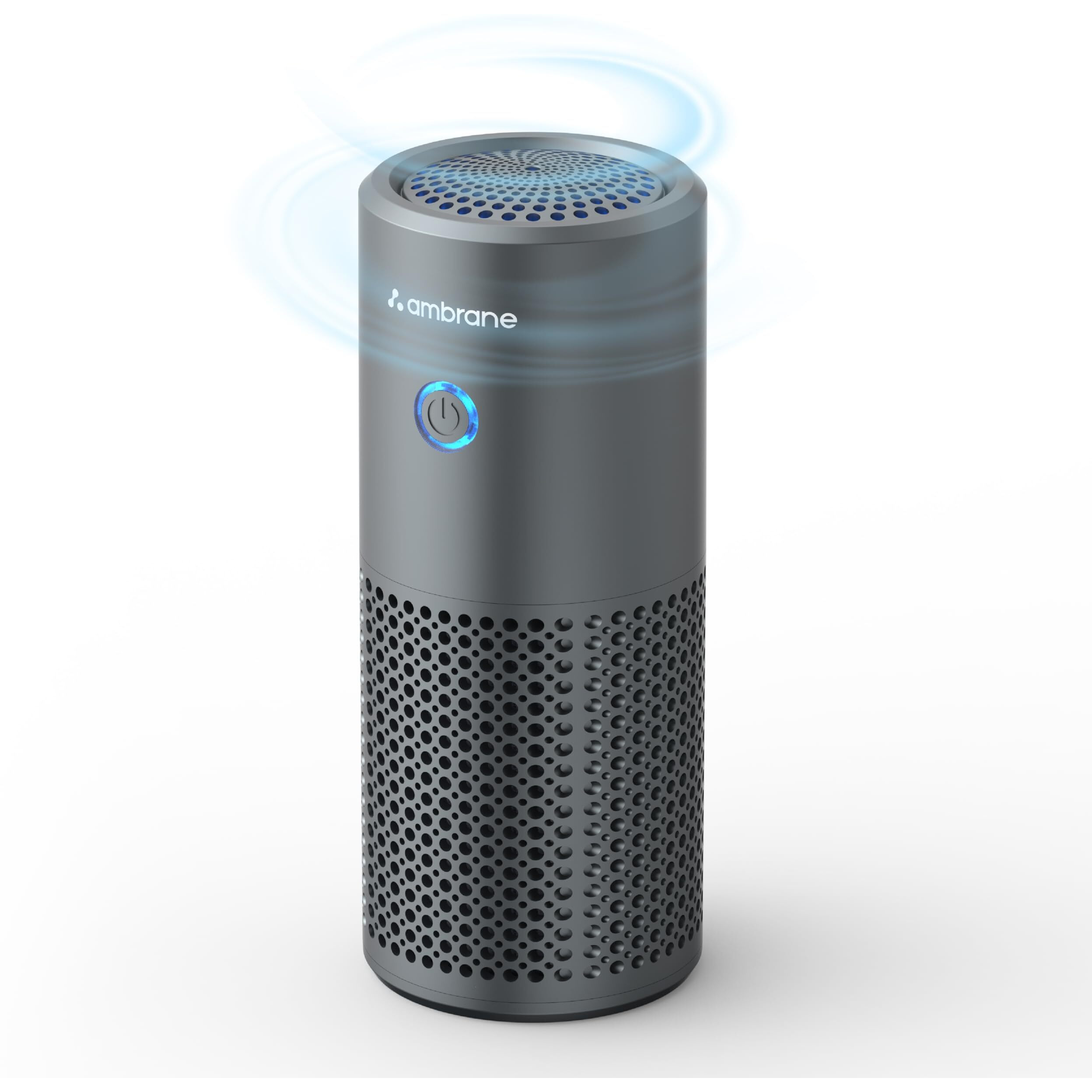 Ambrane Car Air Purifier, 4-Layer HEPA13 Filtration, Negative Ions, Activated Carbon, Removes Pollution, Virus, Dust, 2-in-1 Aroma Diffuser, Compact & Quiet, Adjustable Airflow (AeroBliss Auto, Grey)