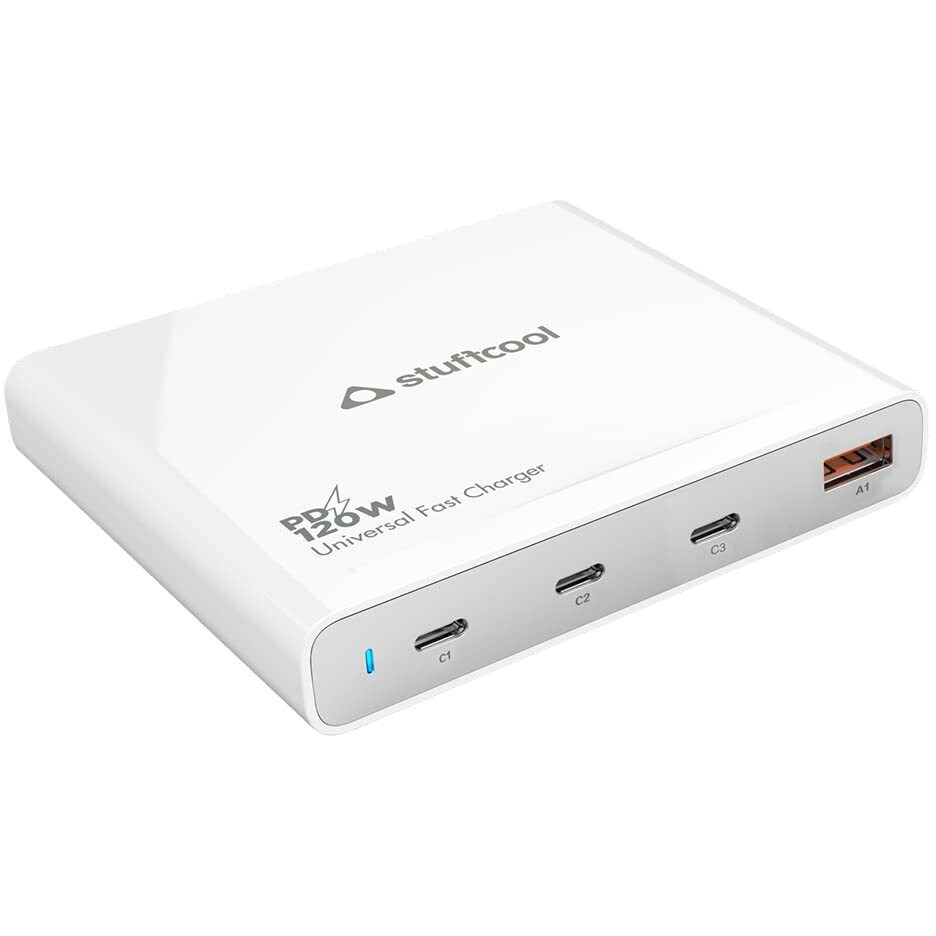Stuffcool Centurion 120W 4 Port Charging Station for MacBook Pro 16" 96W, MacBook Pro 14", MacBook M2 67W, MacBook M1, Ultrabooks, Tablets, iPhones, Samsungs, iPads, Samsung Tablets 45W