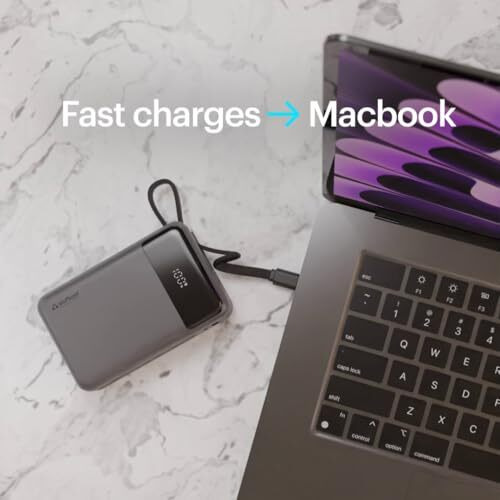 Stuffcool GIGA Smallest 65W 20000mAh Laptop Powerbank with Built in 100W 5A Type C Cable,Charges MacBook air 0-100%,MacBook pro laptops 0-90%,Supports superfast Charging 2.0,fastcharges iPhone,Pixels