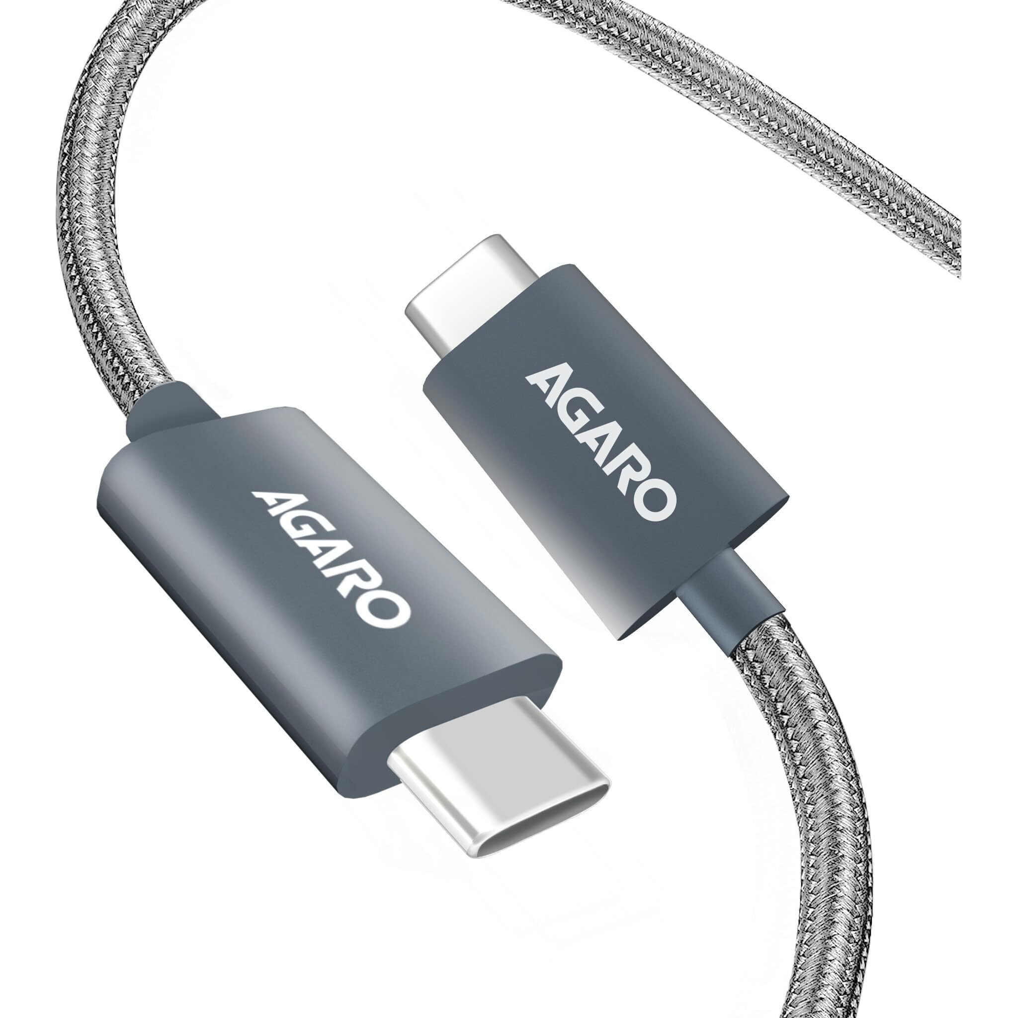 AGARO Type C to Type C Fast Charging Cable compatible with Android devices, iPhone15, Power Bank, 4A, 60W, Supports PD, 480 Mbps Data Transmission, Braided, 1 Meter, Black