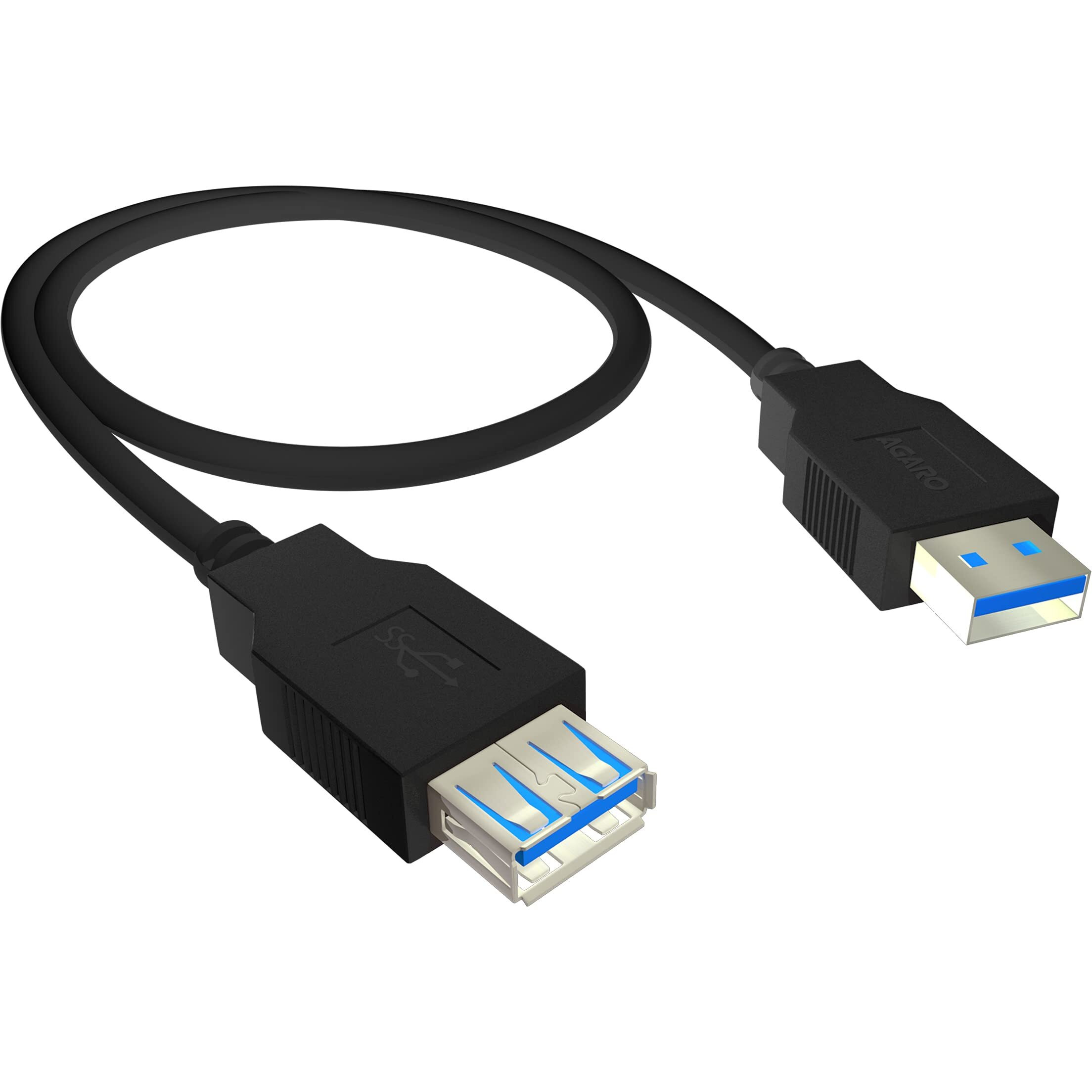 AGARO USB Extender, USB 3.0 Extension Cable Male to Female USB Cable High-Speed 5GBps Data Transfer Compatible with Webcam, Gamepad, Keyboard, Mouse, Hard Drive, Xbox, Laptop/PC/Mac/Printer, 1 Meter