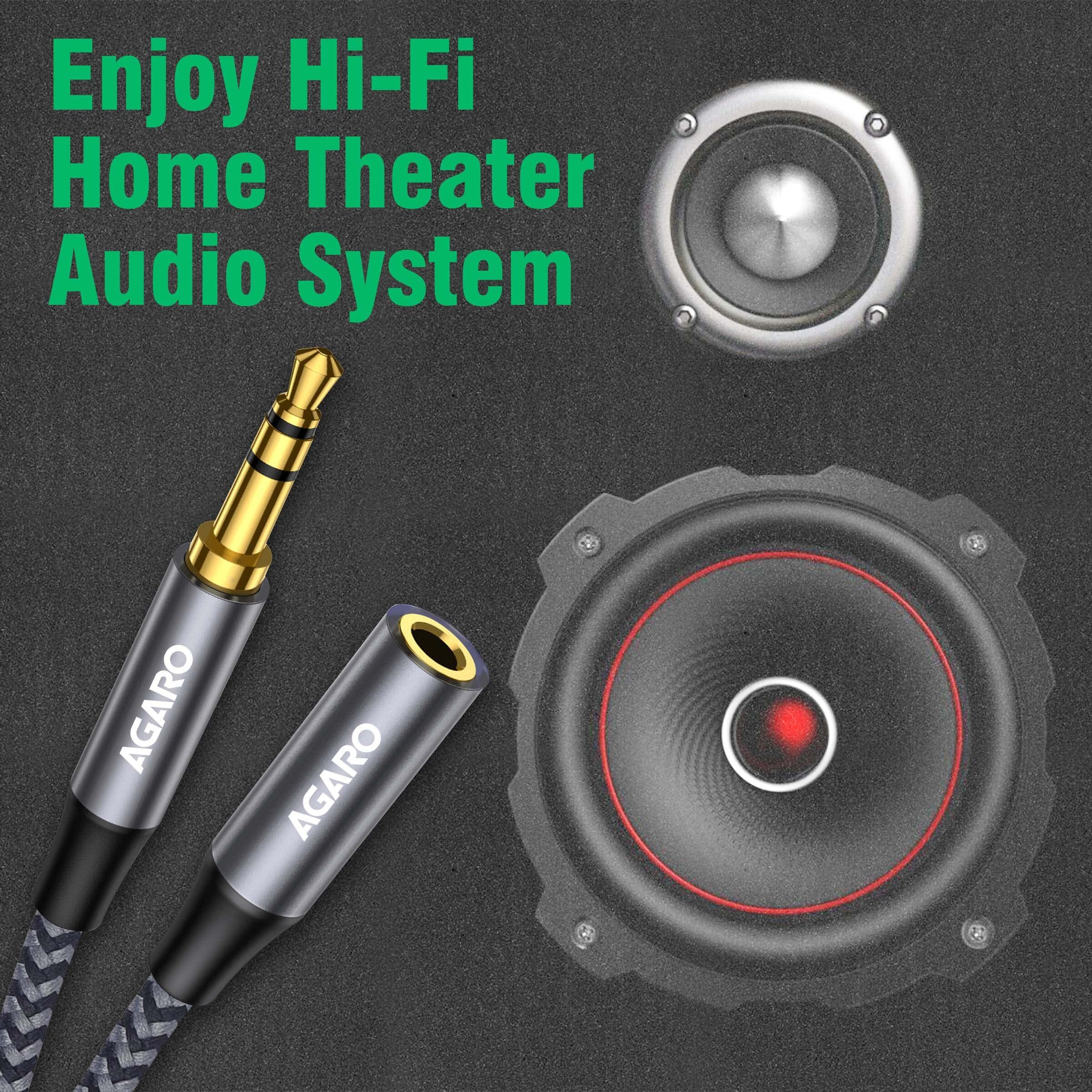 AGARO 3.5mm Male to Female AUX Cable 7.5M,Silver,Black