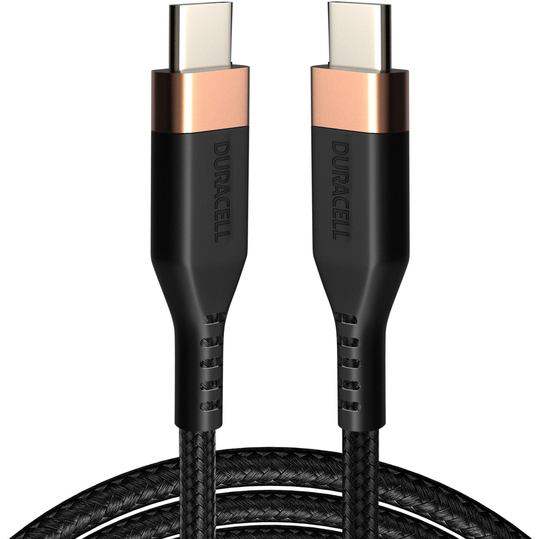 Duracell Usb Type C To Type C 4A(60W) Braided Sync& Charging Cable,Compatible With Mobile,Laptop,Tablets&Macbook,3.9 Feet(1.2M) Supports Power Delivery(Pd) With Rapid Data Transmission,Black