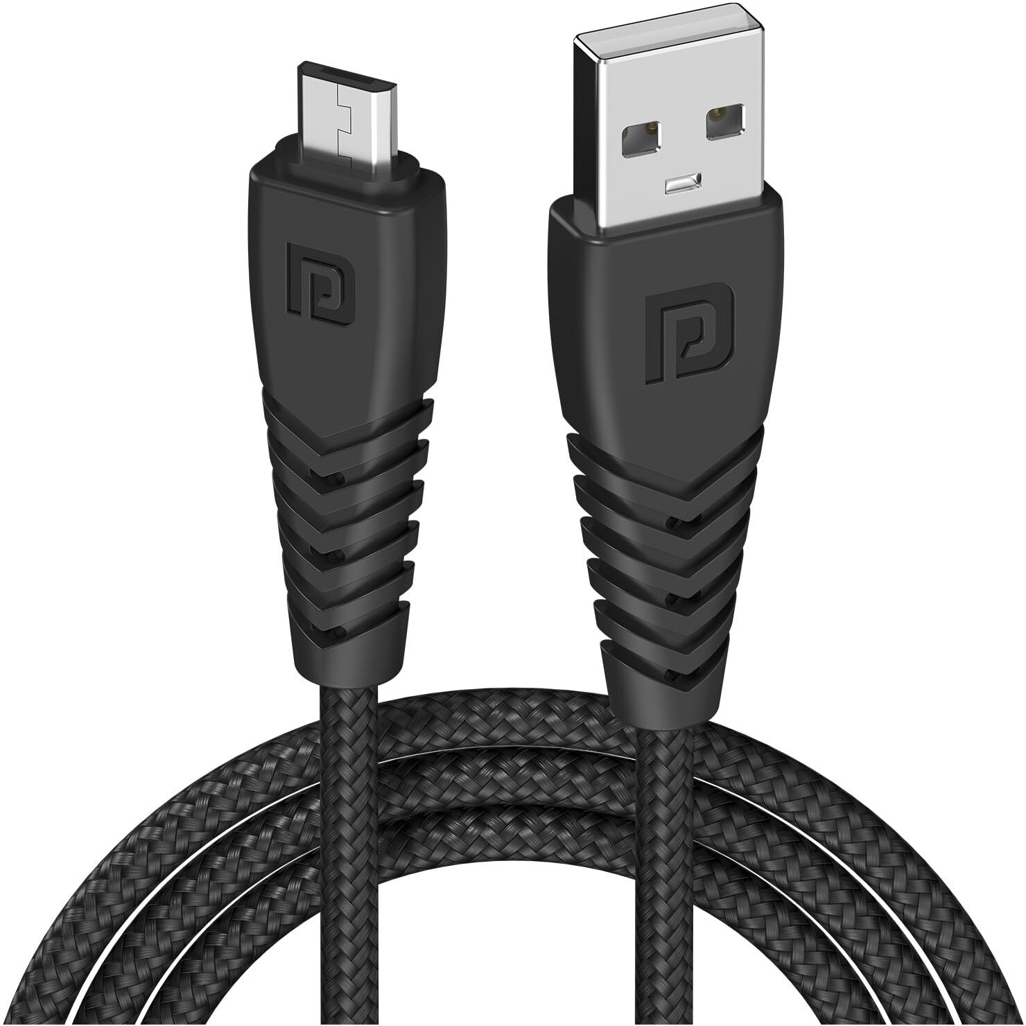 Portronics Konnect B Micro USB Cables For Fast Charging & Data Sync 3.0 Amp with PVC Heads I Nylon Braided I 1 mtr(Black)