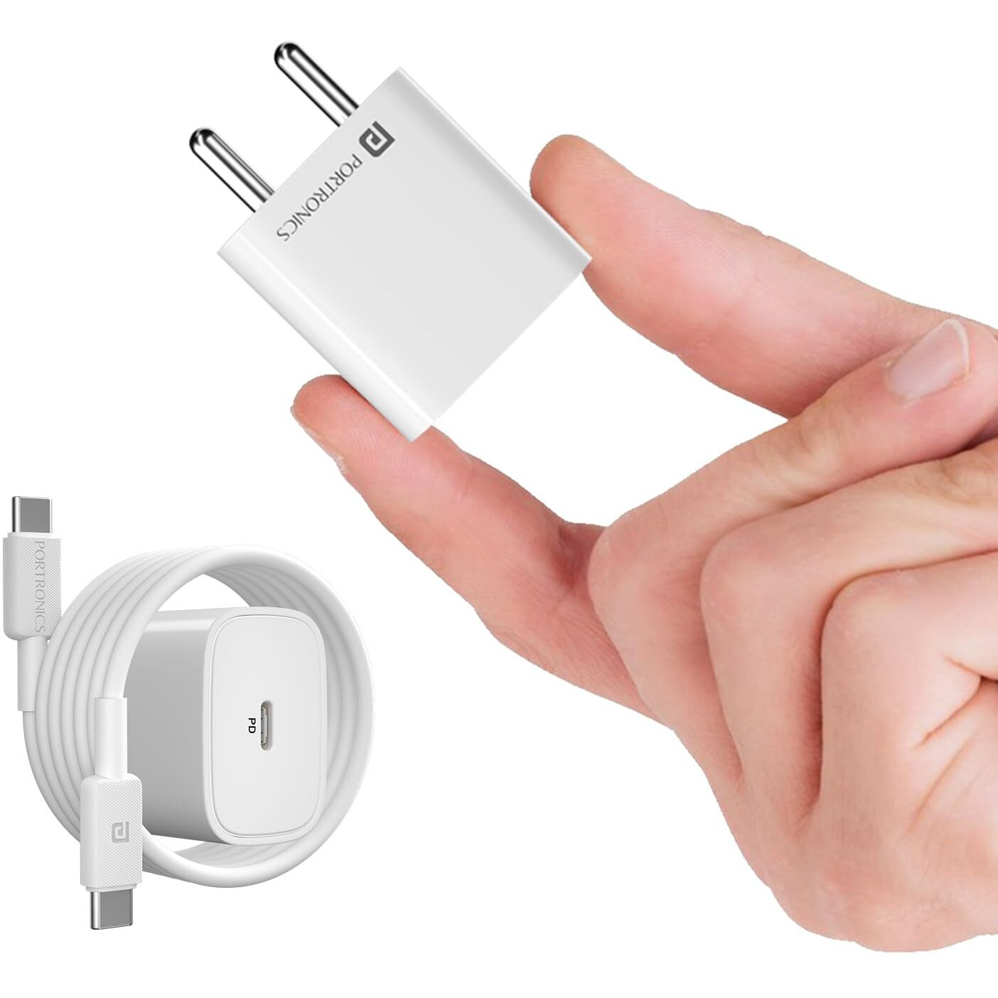 Portronics Adapto 25 Plus 25W Type C PD Superfast Slim Mobile Charging Adaptor,GaN Technology,Compatible with iPhone 16/15/14/13/12/11 Pro,Max Series, Samsung Galaxy S/A/M/F & Other Type C Devices