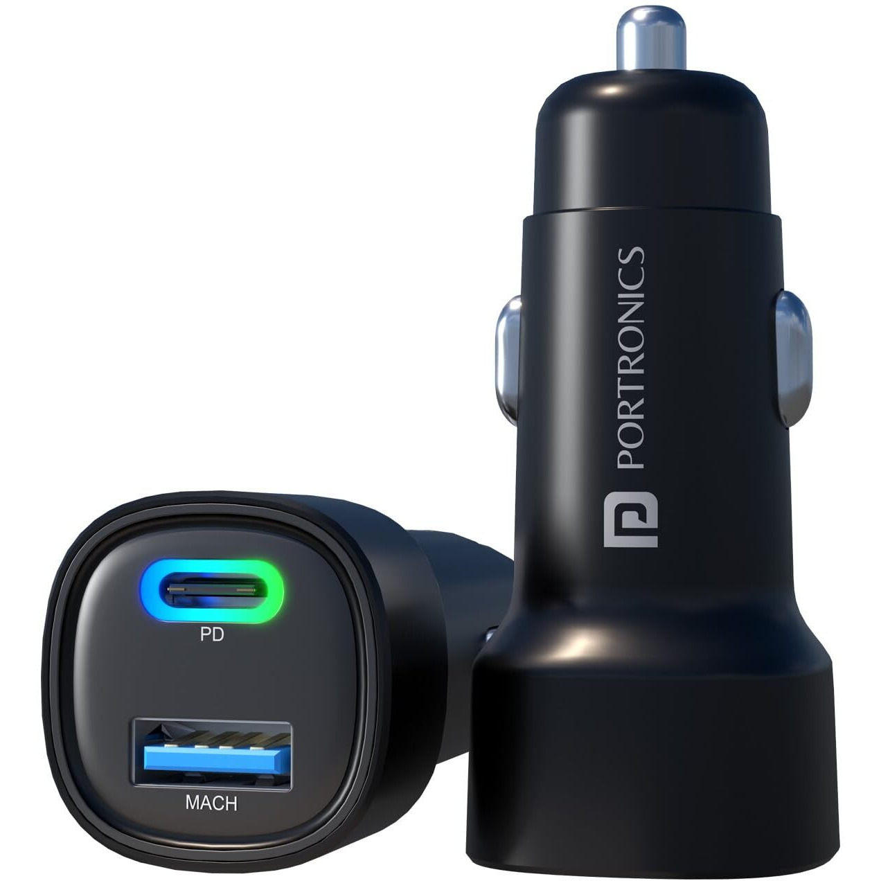 Portronics 80W Dual Output Fast Car Charger with Type-C PD & USB, LED Indicator, Charging Adapter Compatible with Cars for iPhone & Android Smartphone, Smartwatch, Earbud, Power Bank (Black)