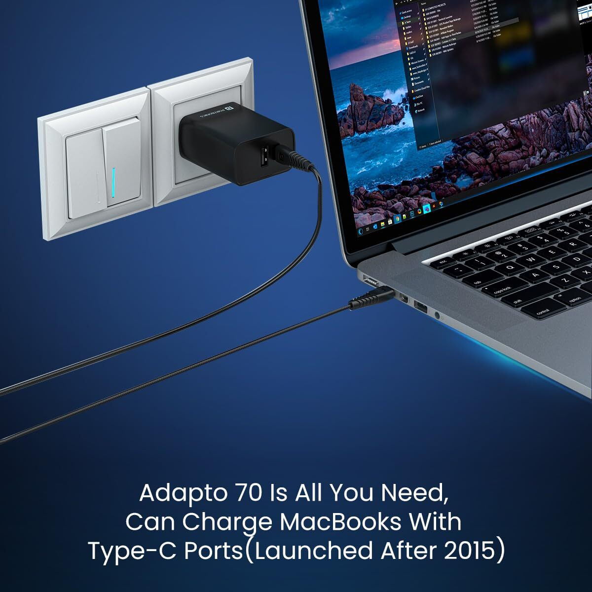 Portronics Adapto 70 33W Fast Charger Adapter with Dual Output (USB + Type C) Supports PPS Charging Via Type C Port, 27W Dash, Warp 27W, Dart, Super Dart 27W(Black)