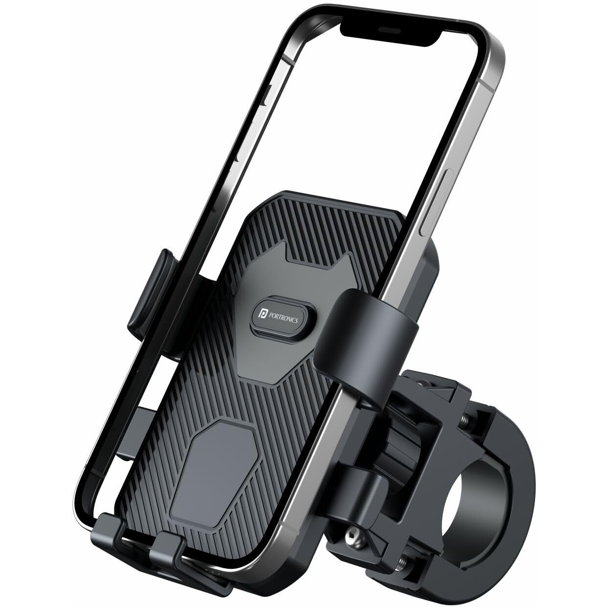 Portronics Mobike 4 Bike Phone Mount with 360 Rotational, Strong Hold for Bicycle, Motorcycle Compatible with 4.7 to 6.8 inch Devices(Black)