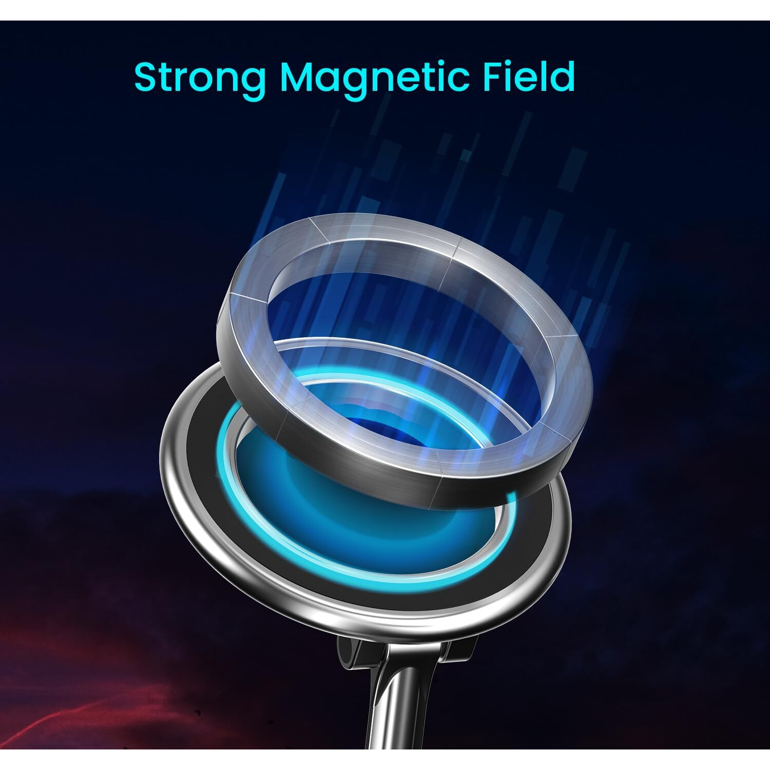 Portronics Mogun 3 Magnetic Car Phone Holder with 360 Rotation Base, Strong Magnets, Angle & Height Adjustable, 180 Pivot, Adhesive Base, Metal Alloy Build (Silver)