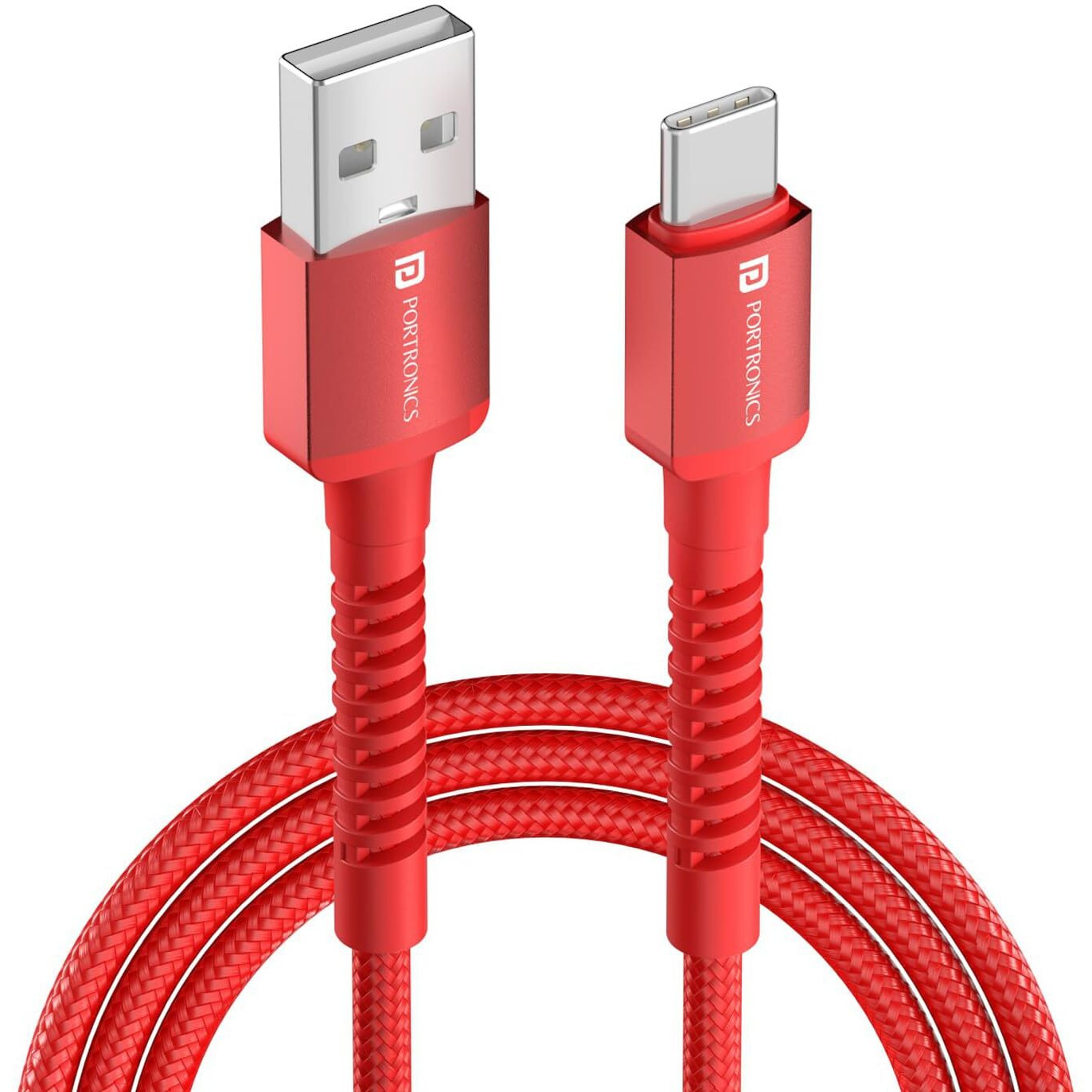 Portronics Konnect X Unbreakable Nylon Braided USB A to Type C Cable with 6Amp Output, Compatible with OnePlus, Oppo, iPhone 15, iPad & other Type C Smartphone & Devices, 1M Length (Red)