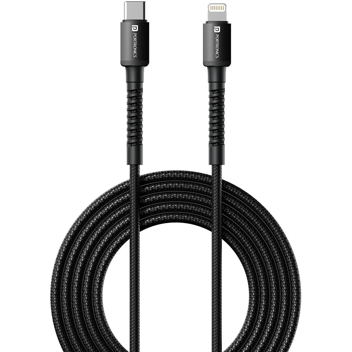 Portronics Konnect X Type C to 8-Pin 27W Fast Charging Cable, Premium TPE Material, Support to all Lightning Devices 1M Length(Black)