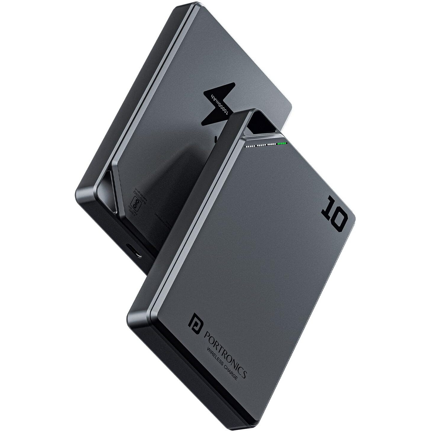 Portronics Boosty 10K 10000mAh 15W Wireless Magnetic Fast Charging Nano Powerbank, Metallic Finish, 20W Type C PD Output, Light Weight, Compatible with iPhone 12 Above, Other Qi Enabled Devices
