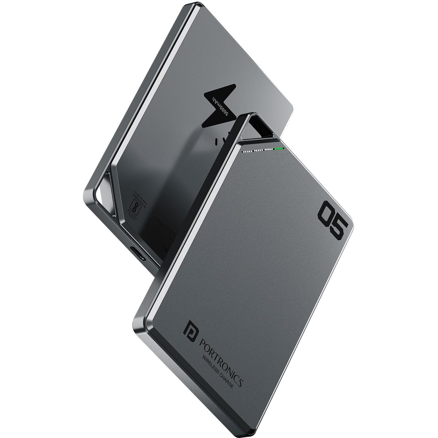 Portronics Boosty 5k 5000mAh 15W Wireless Magnetic Fast Charging Nano Powerbank, Metallic Finish, 20W Type C PD Output, Light Weight, Compatible with iPhone 12 Above, Other Qi Enabled Devices
