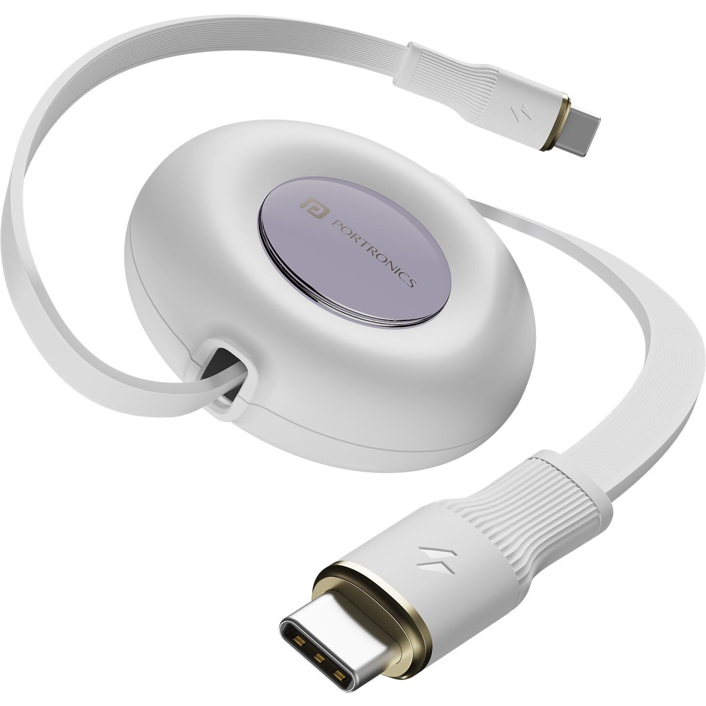 Portronics Upgraded Konnect Recoil 100W Type C to Type C Retractable Cable, PD Fast Charging, Retractable Charging Cable, Fast Data Transfer, Compatibility with iPhone 15 Series & Type C Smartphones
