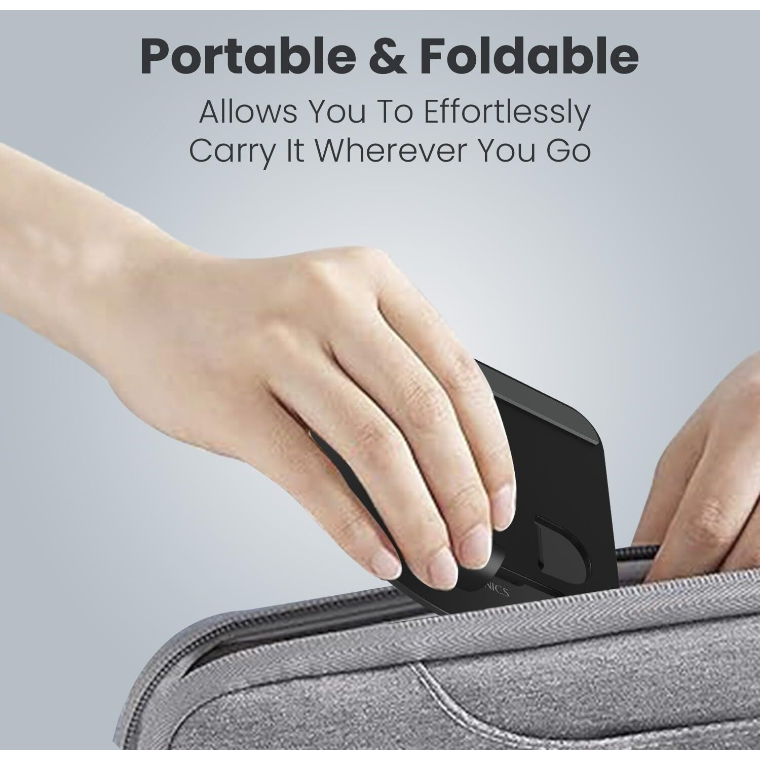 Portronics Mobot 4 Universal Mobile Holding Stand with 360Rotatable & Height Adjustable, Foldable & Anti-Skid Design, Stable Metallic Round Base, Mobile Holder for Smartphone, Tablets, Kindles