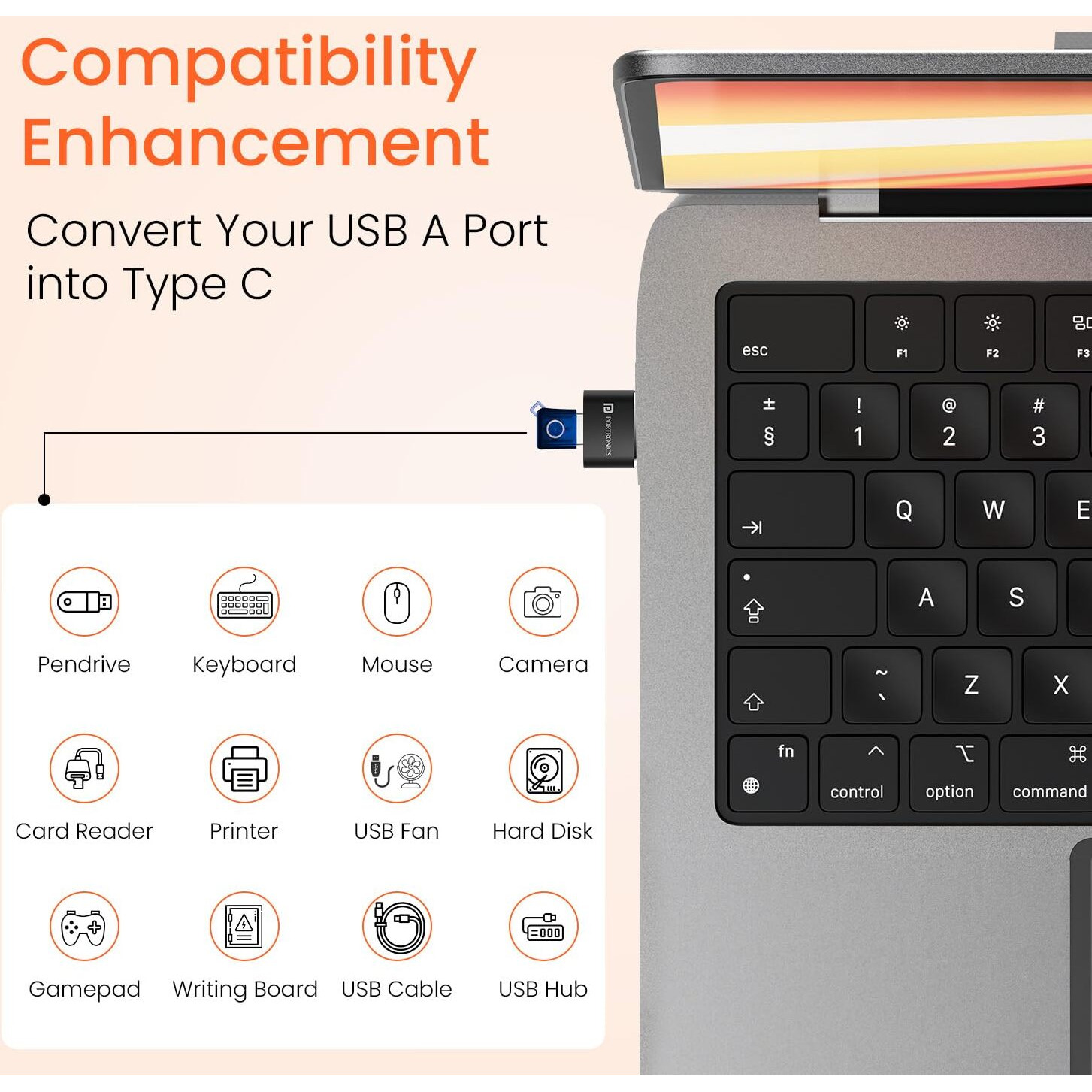 Portronics Bridge X USB 3.0 Type C Female to USB Male OTG Adapter, 5Gbps High Speed Data Transfer, Fast Charging, Compatible with Laptops, Tablets, Smartphone, Chargers and More Devices(Black)