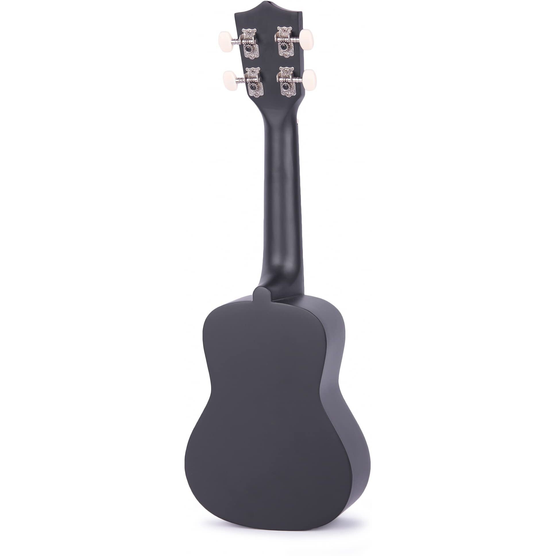 REVEL 21 inches Soprano Ukulele (Jamming Black) with carry bag. Core with gentle braced wood for warm bright tone.(Black)