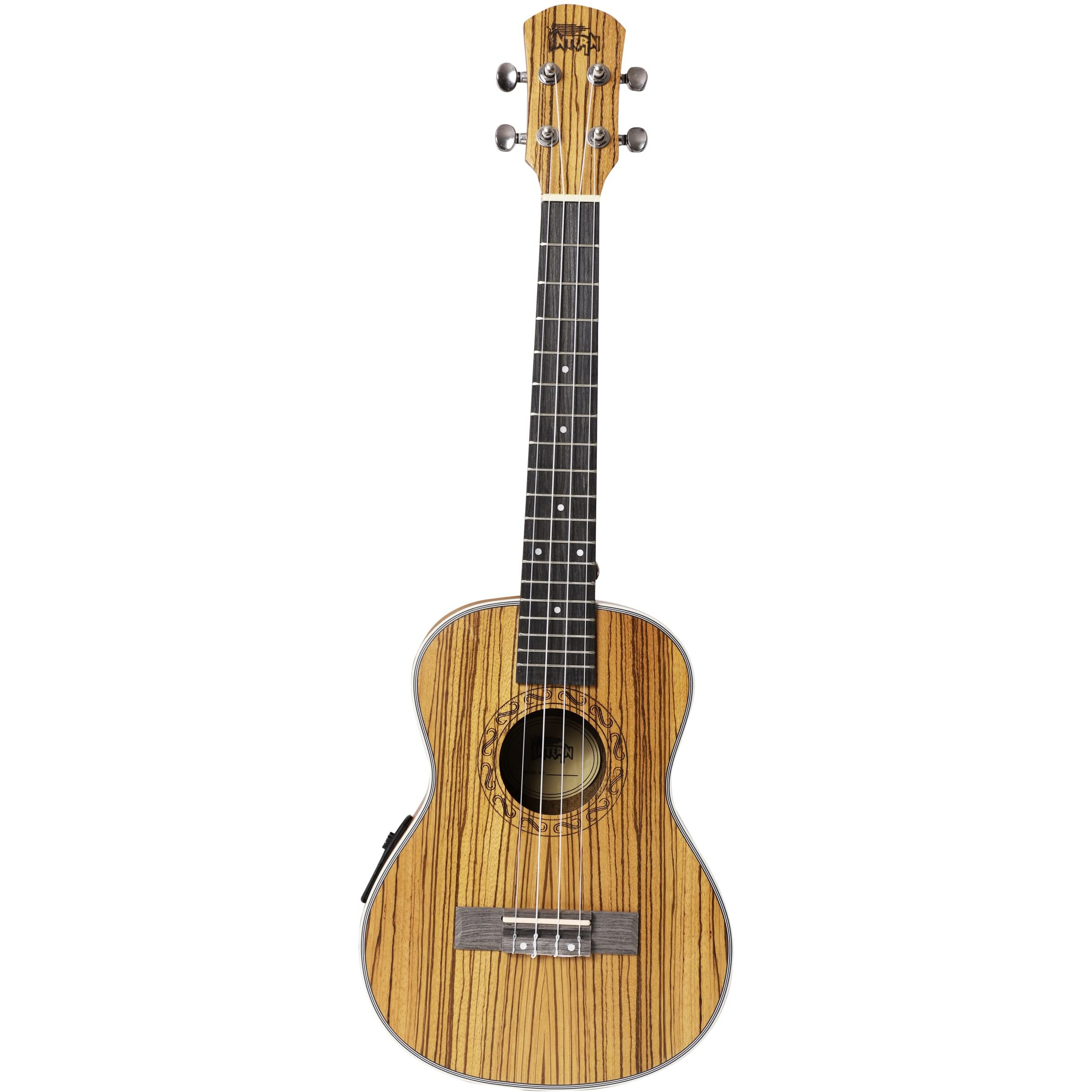 INTERN 26'' Tenor semi-acoustic/electro acoustic Ukulele, Solid wood 26 inch Hawaiian Ukuleles for Adults Batking Tenor Ukulele for Beginners, Zebrawood stripes Ukulele for Adults with Bag.