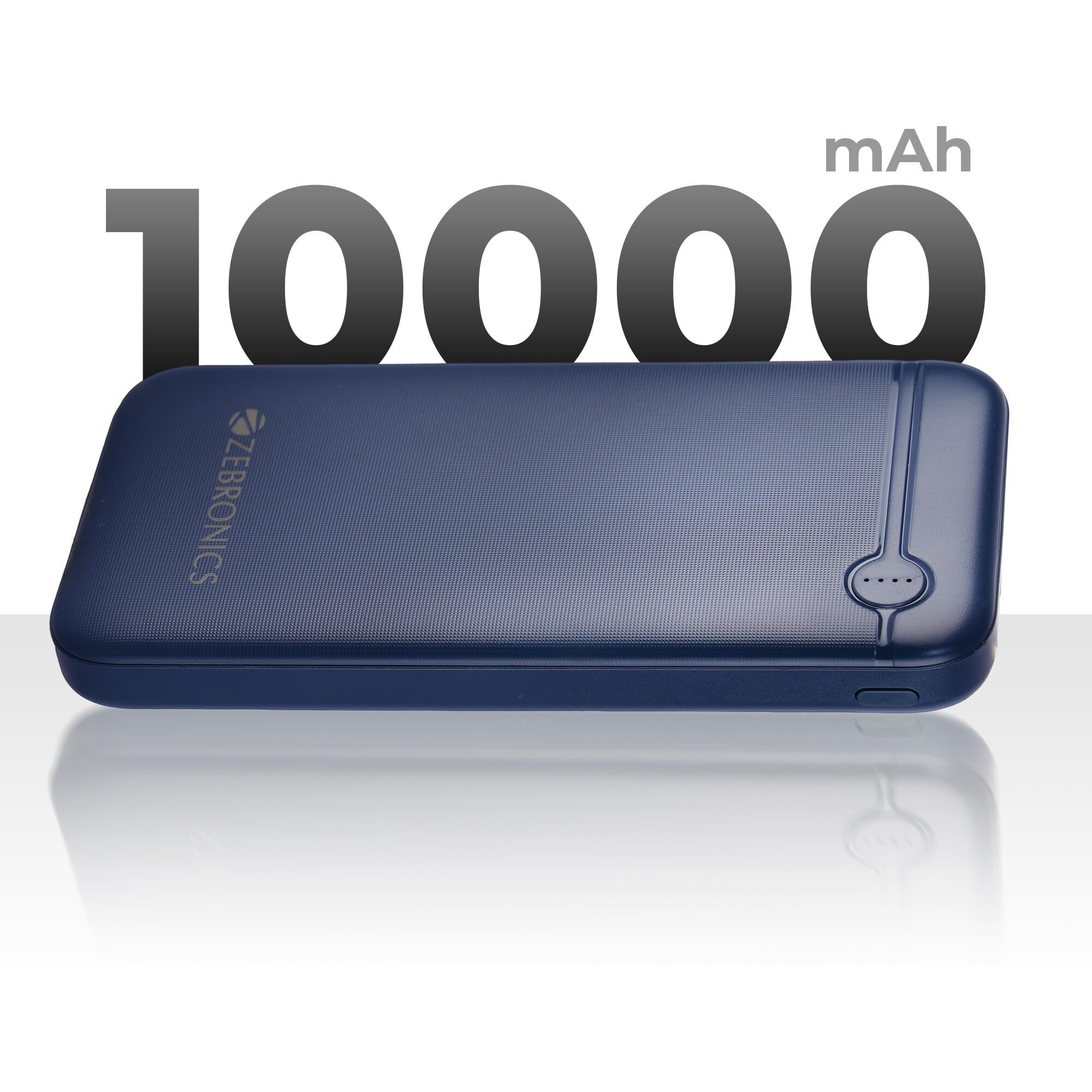 ZEBRONICS Mb10000S11 Power Bank, 10000 Mah, Rapid Charge, Tablets, 20W Output, Dual USB Output, Pd 3.0 Type C, Built in Protections, Led Indicator, Made in India (Blue)