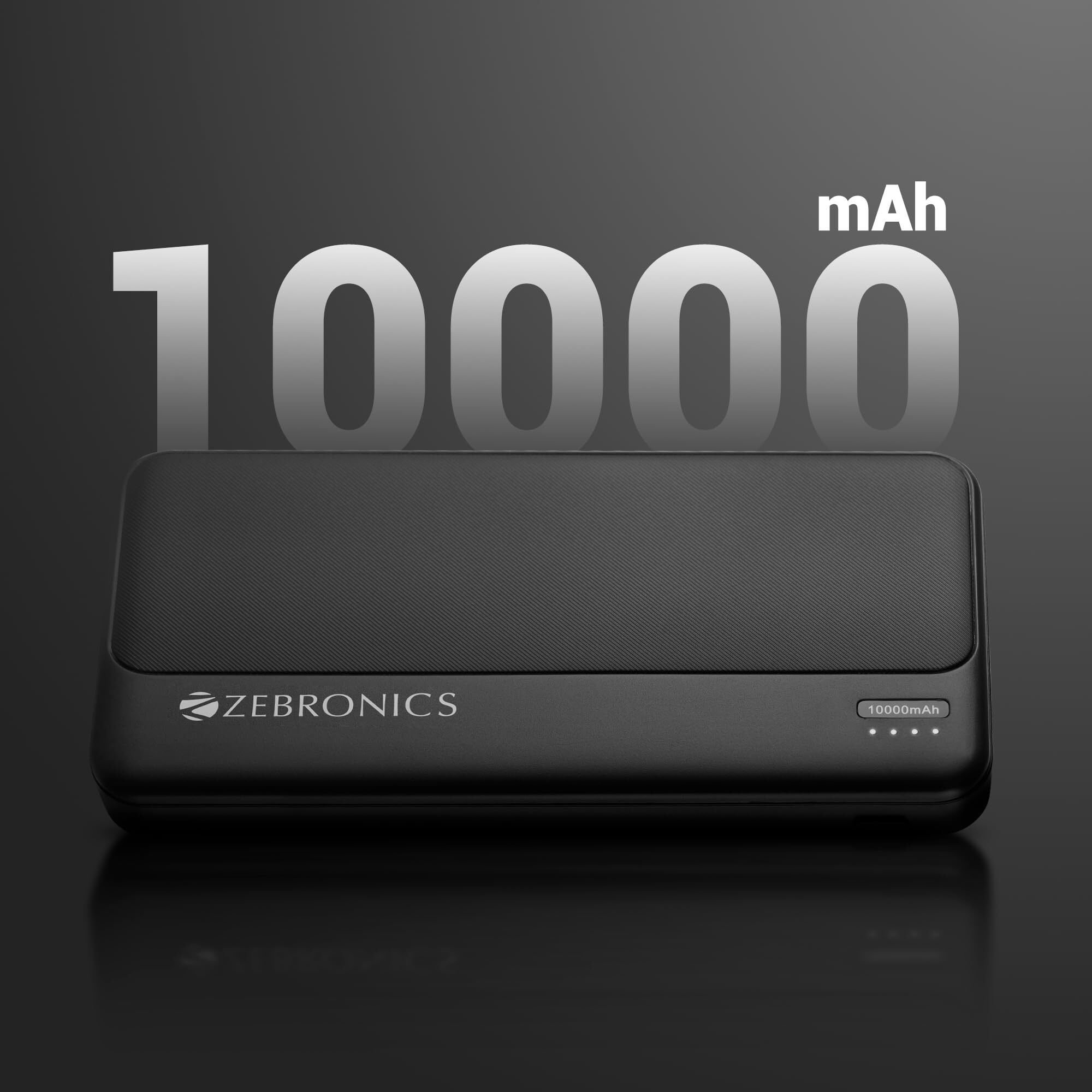 ZEBRONICS MB10000S5 Power Bank, 10000 mAh, 12W, Dual USB Output, Type C | Micro USB Inputs, Built in Protections, LED Indicator, Included USB to Type C Cable, Made in India