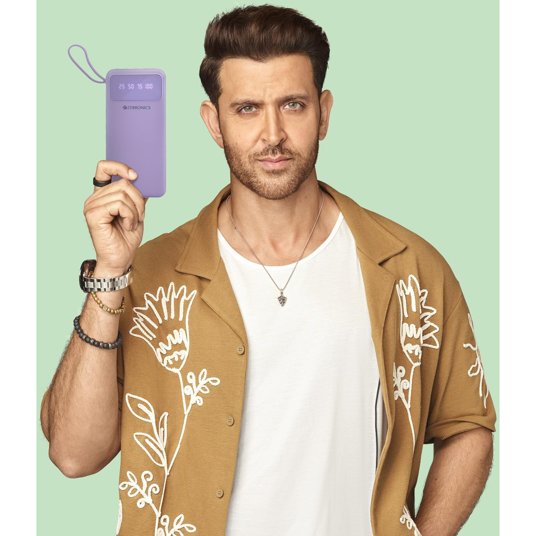 ZEBRONICS MB10000S6 (V1) Power Bank, 10000 mAh, 12W, 5 x Outputs - Dual USB A | Type C | Micro USB | Lightning, Built in I/O Cables, Percentage Display, Carry Loop, Made in India (Lavender)